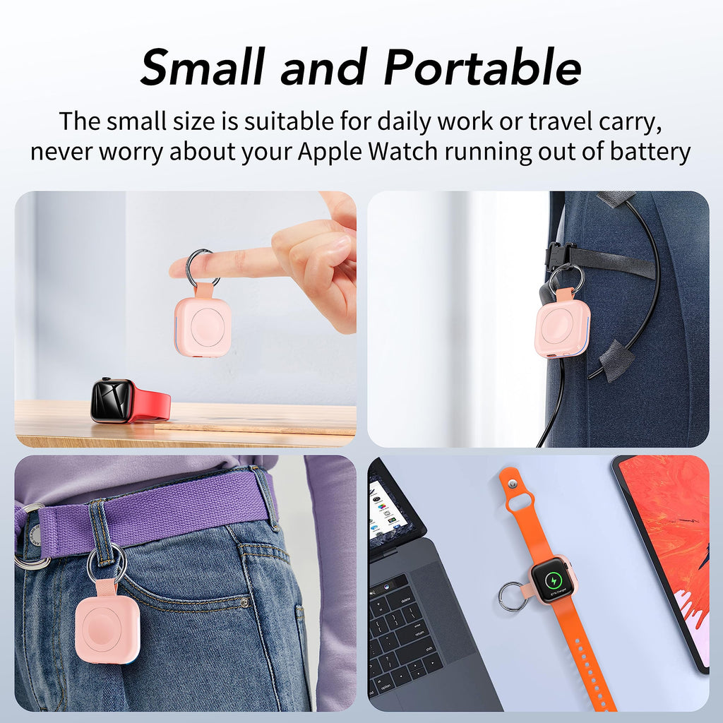 HUOTO Portable Charger for Apple Watch,Wireless Magnetic iWatch Charger 1200mAh Power Bank Travel Keychain Accessories Smart Chargers for Apple Watch Series 11/10/9/8/7/6/SE/5/4/3/2/1/UItra/UItra 2