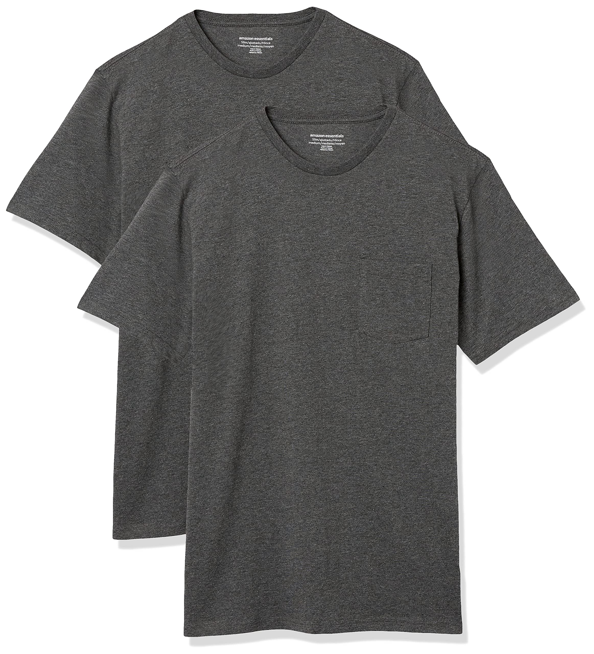 Amazon Essentials Men's Short-Sleeve Crewneck Pocket T-Shirts, Pack of 2