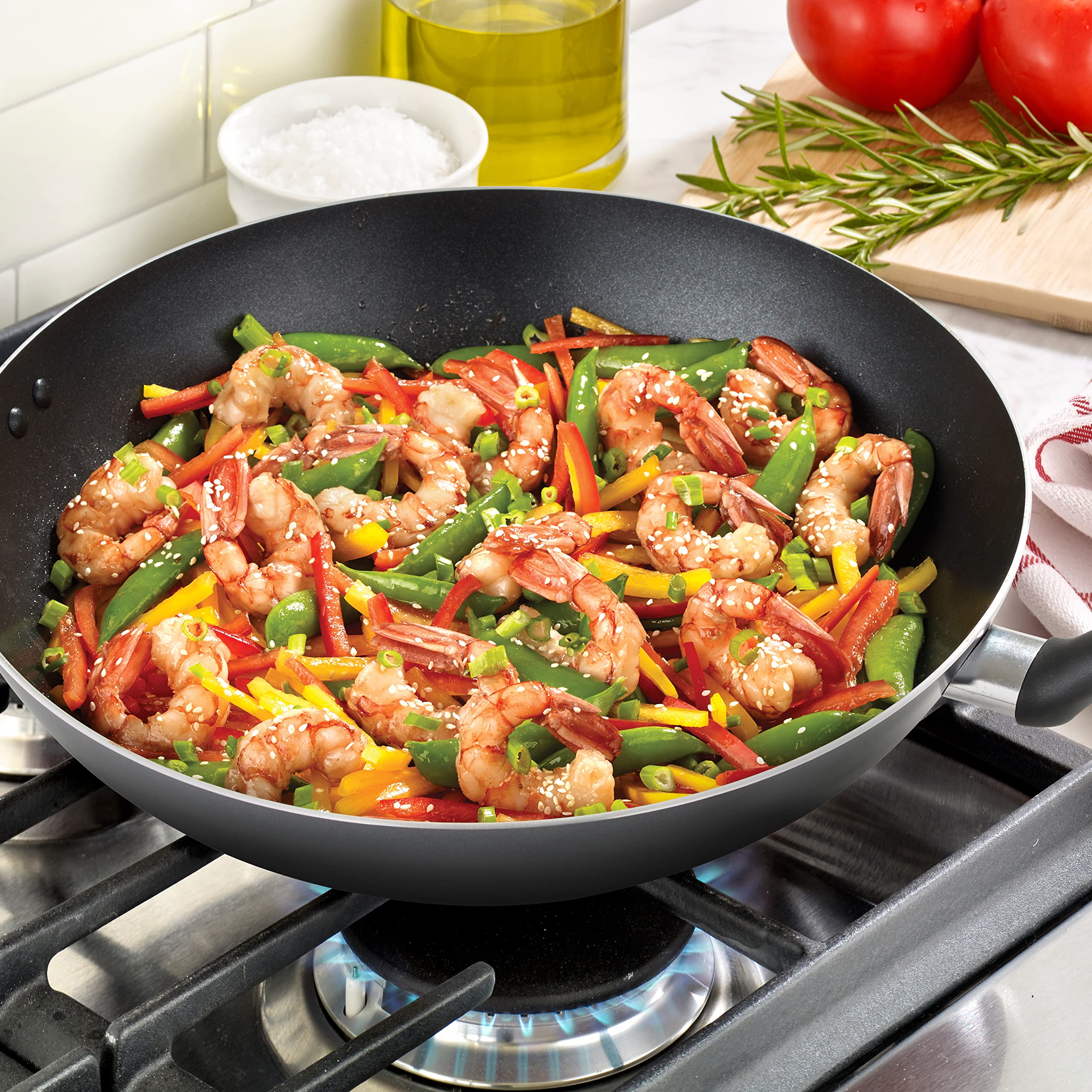 T-Fal Ultimate Hard Anodized Nonstick Fry Pan With Lid 12 Inch, Oven Broiler Safe 400F, Lid Safe 350F, Cookware, Pots and Pans, Kitchen Frying Pans, Skillets, Home, Dishwasher Safe, Onyx