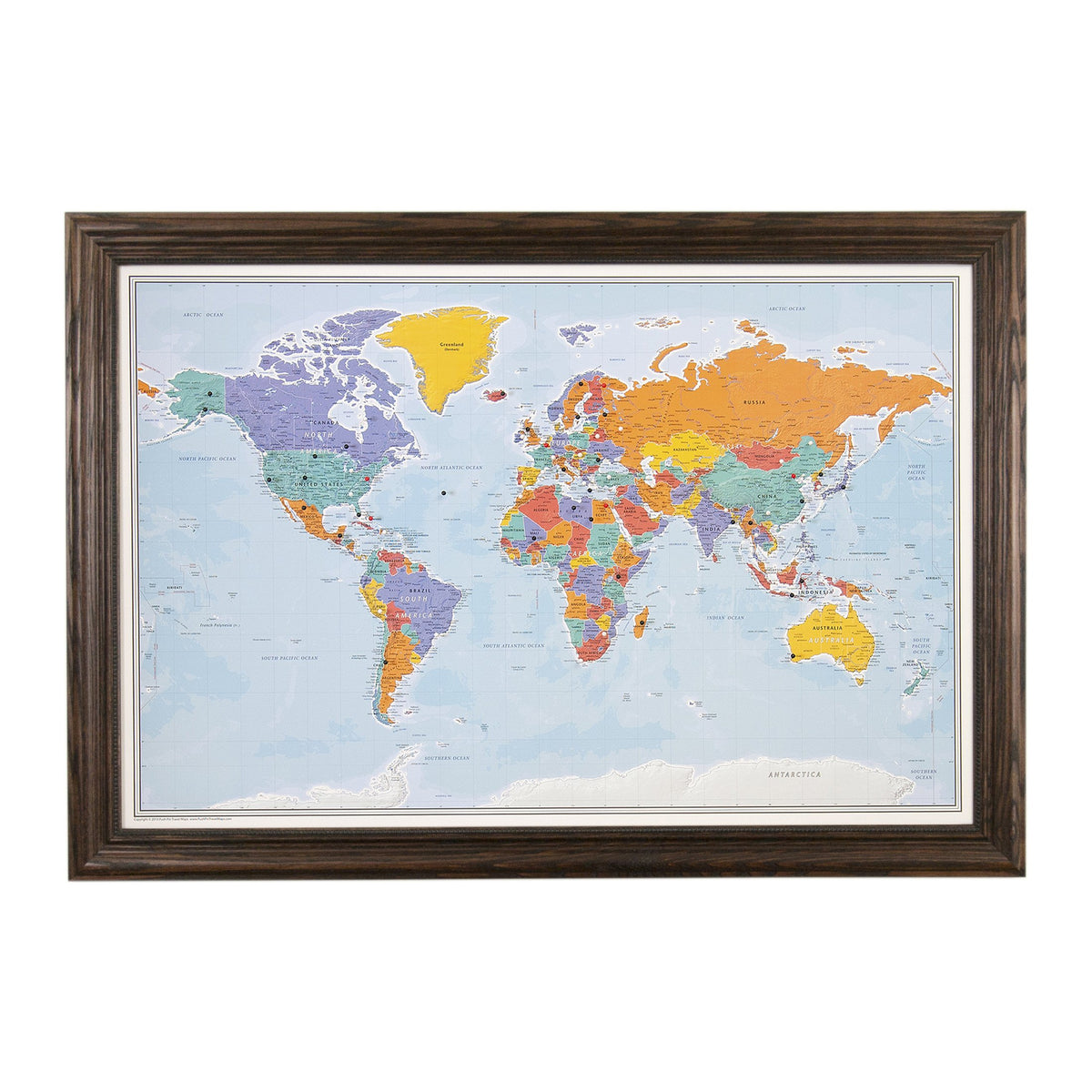 Personalized Canvas Rolled Poster World Map Wall Art with Pins – Large 24" x 36" Blue Oceans Map of the World – Push Pin Travel Decor for Home or Office