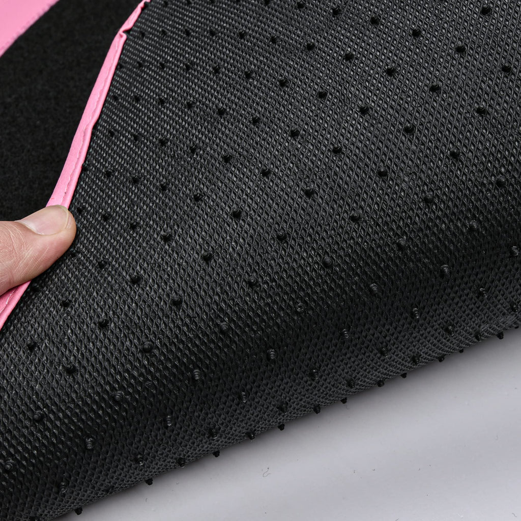 CAR PASS Car Seat Covers Full Set for Women Girls with Waterproof Car Floor Mats,Anti-Slip Leather Steering Wheel Cover,Universal Fit for SUVs,Vans,Trucks,Sedans,Cars (Combo Set,Black & Pink)