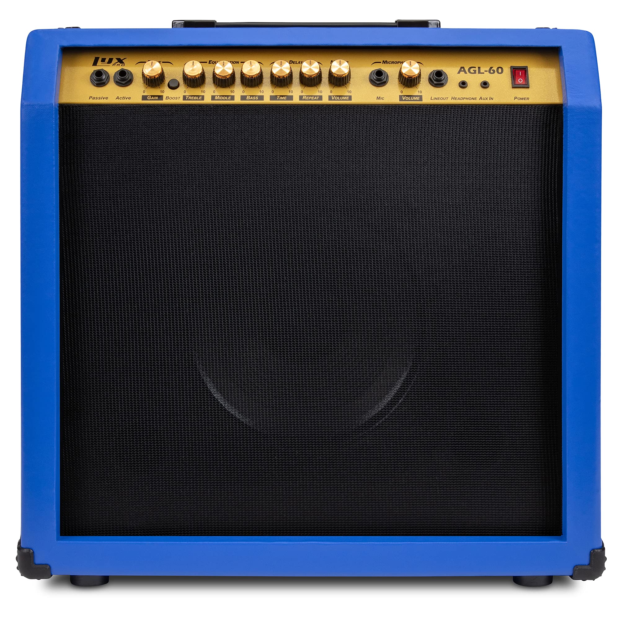 LyxPro Electric Guitar Amp 20 Watt Amplifier Built in Speaker Headphone Jack and Aux Input Includes Gain Bass Treble Volume and Grind - Black