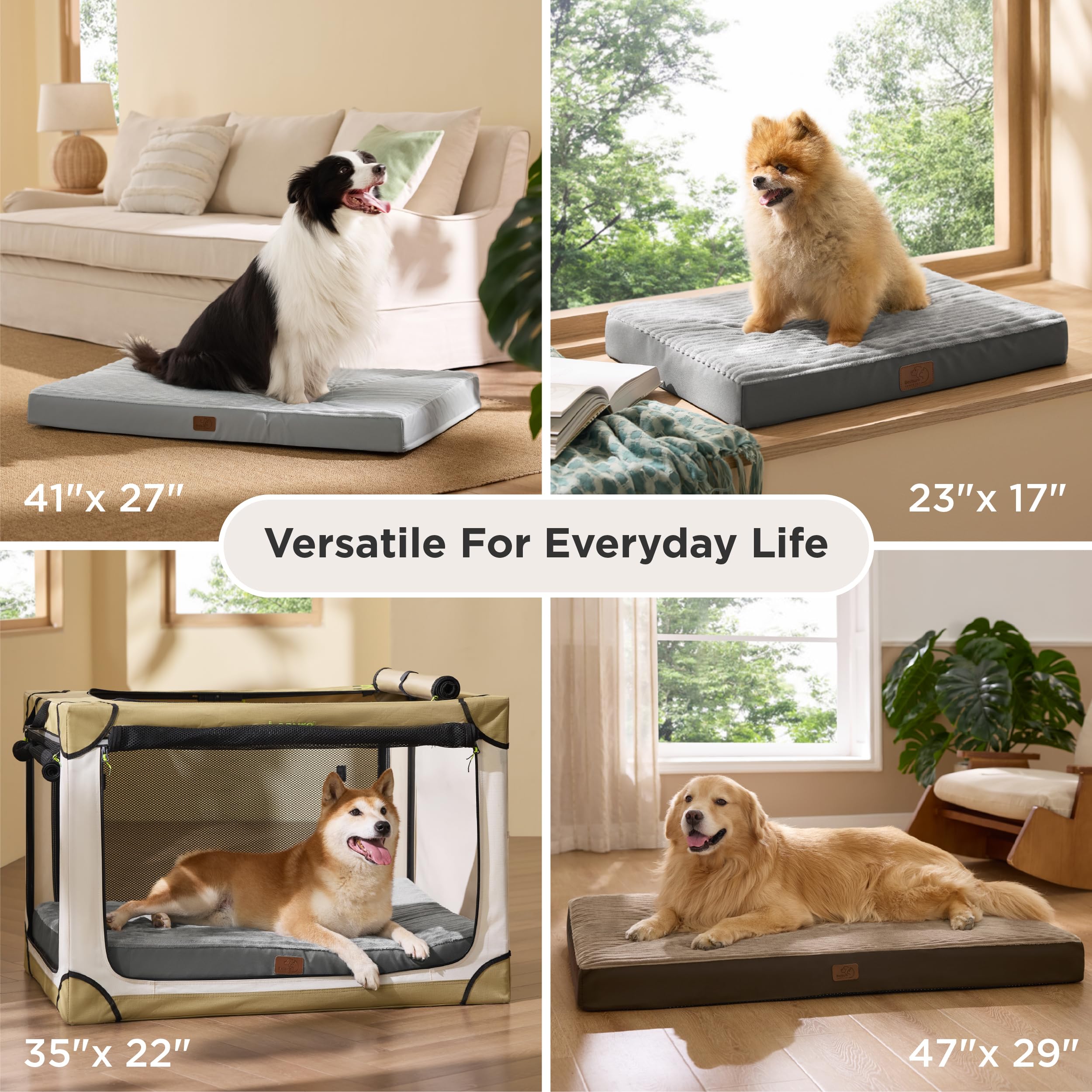Bedsure ComfyFleece Dog Bed for Small Dogs - Orthopedic Pet Beds with Removable Washable Cover, NOT Waterproof Egg Crate Foam Puppy Mat, Suitable for Pet Up to 20 lbs, 23"x17"x2.8", NOT for Chewers