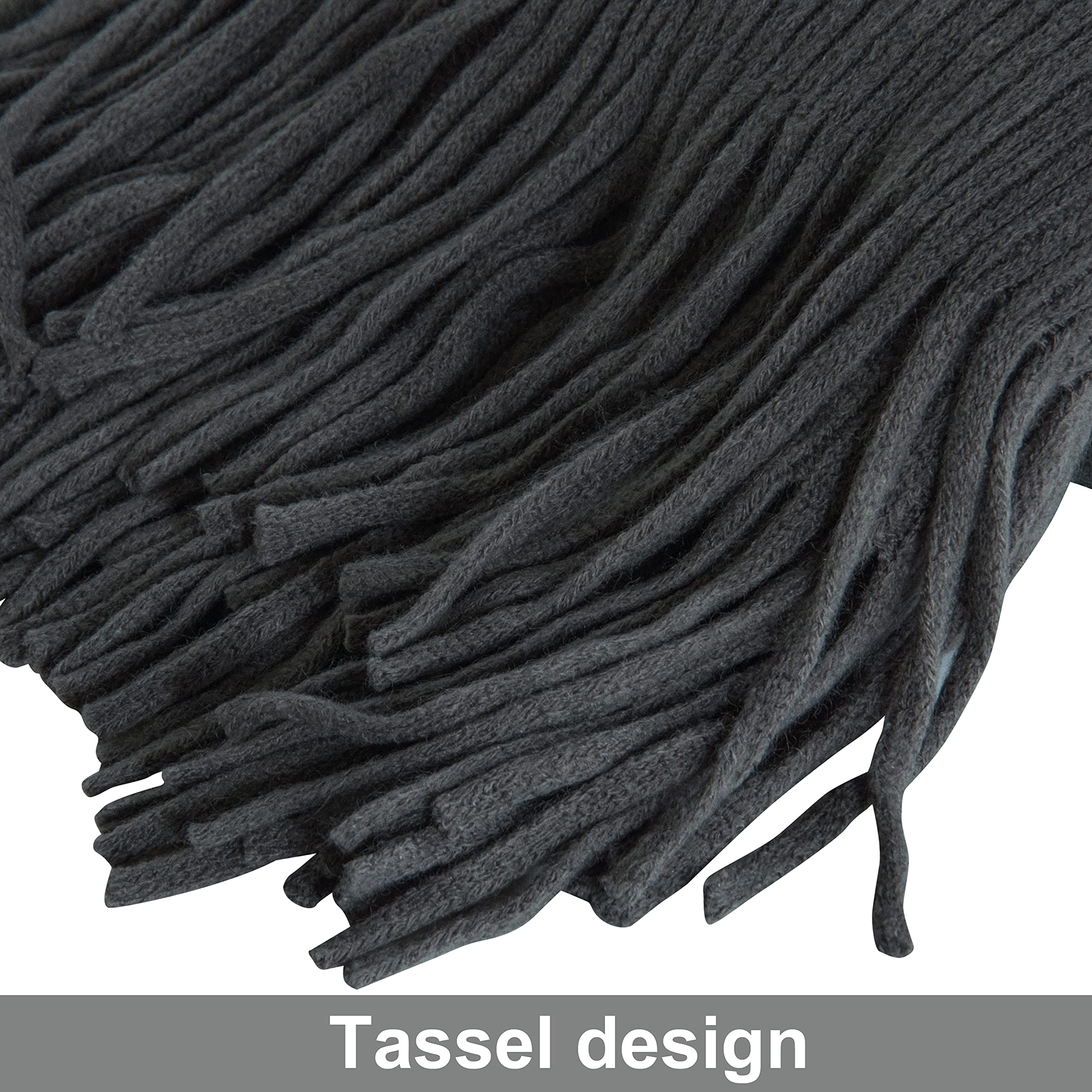 NTBAY Acrylic Knitted Throw Blanket, Lightweight and Soft Cozy Decorative Woven Blanket with Tassels for Travel, Couch, Bed, Sofa, 51x67 Inches, Grey Wave