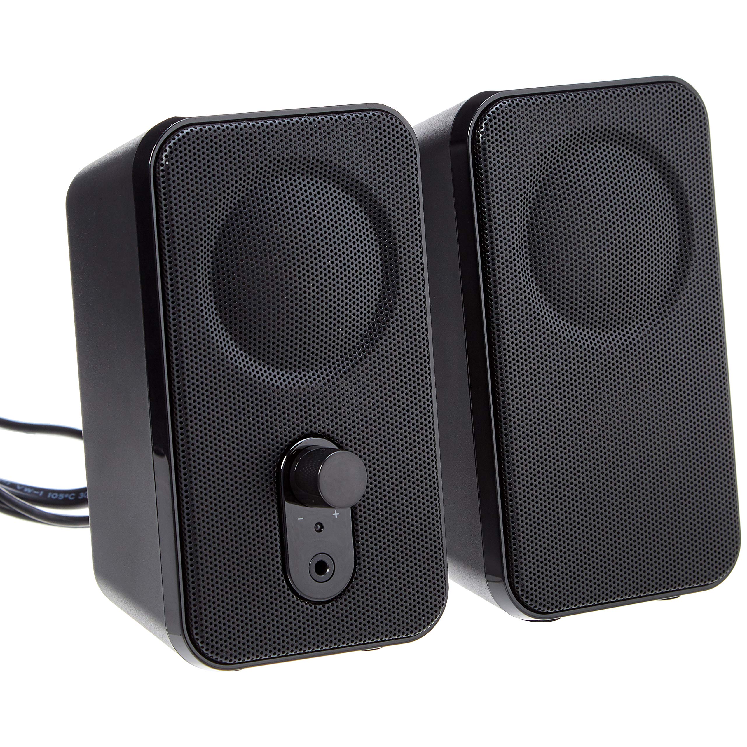 Amazon Basics AC-Powered Computer Speakers for Desktop or Laptop PC with Volume Control, Headphone Jack, Black (US Version)