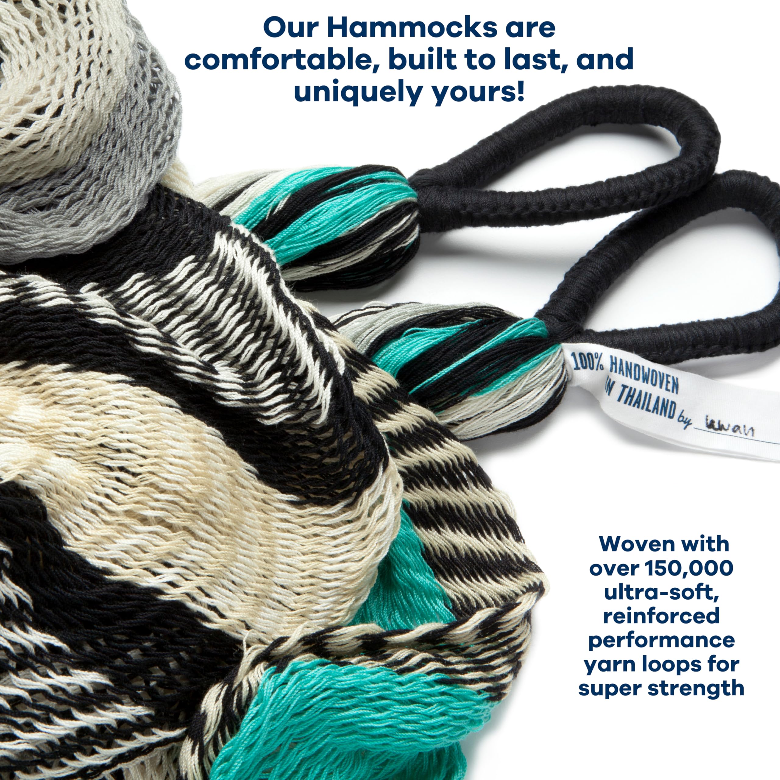 Handwoven Hammock by Yellow Leaf Hammocks - Double Size, Fits 1-2 PPL, 400lb max - Weathersafe, Super Strong, Easy to Hang, Ultra Soft, Artisan Made - Color: Natural Khaki