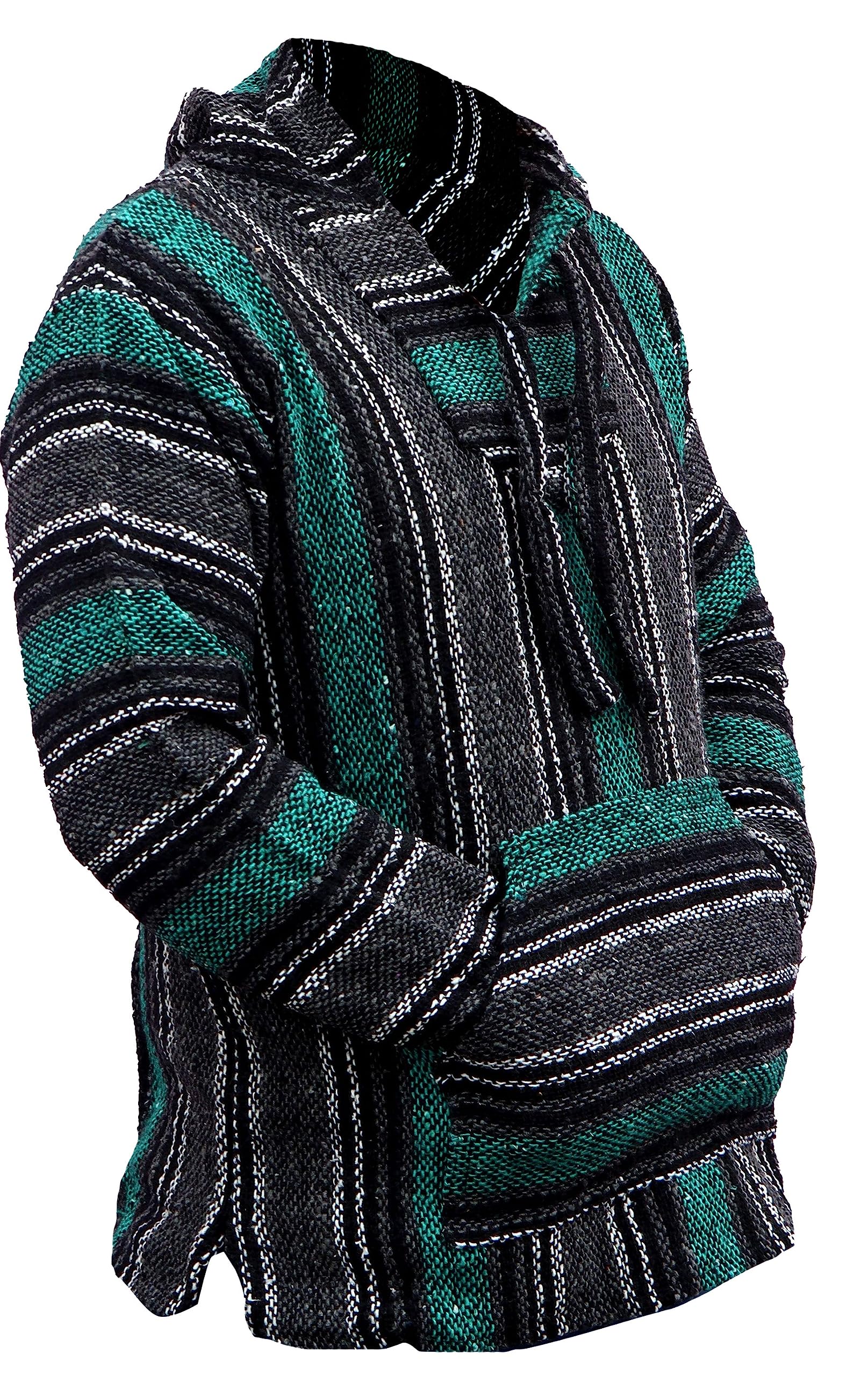 Del Mex Mexican Baja Hoodie Hippie Surf Poncho Sweater Sweatshirt Pullover Jerga