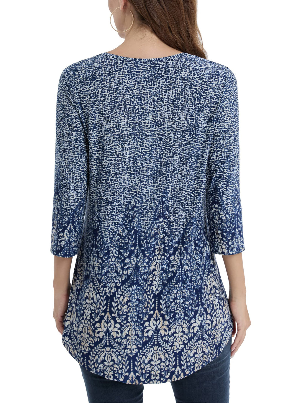 BAISHENGGT Womens Tops 3/4 Sleeve Round Neck Casual Tunic Tops Fall Fashion 2025 Dressy Casual Blouses