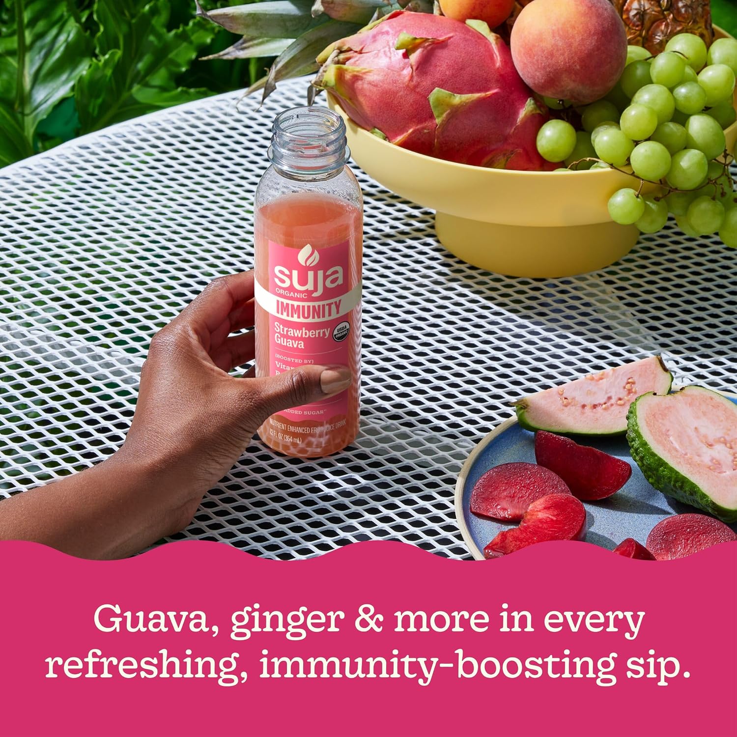 Suja Organic Immunity Strawberry Guava Cold Pressed Juice Drink, 12 fl oz Bottle