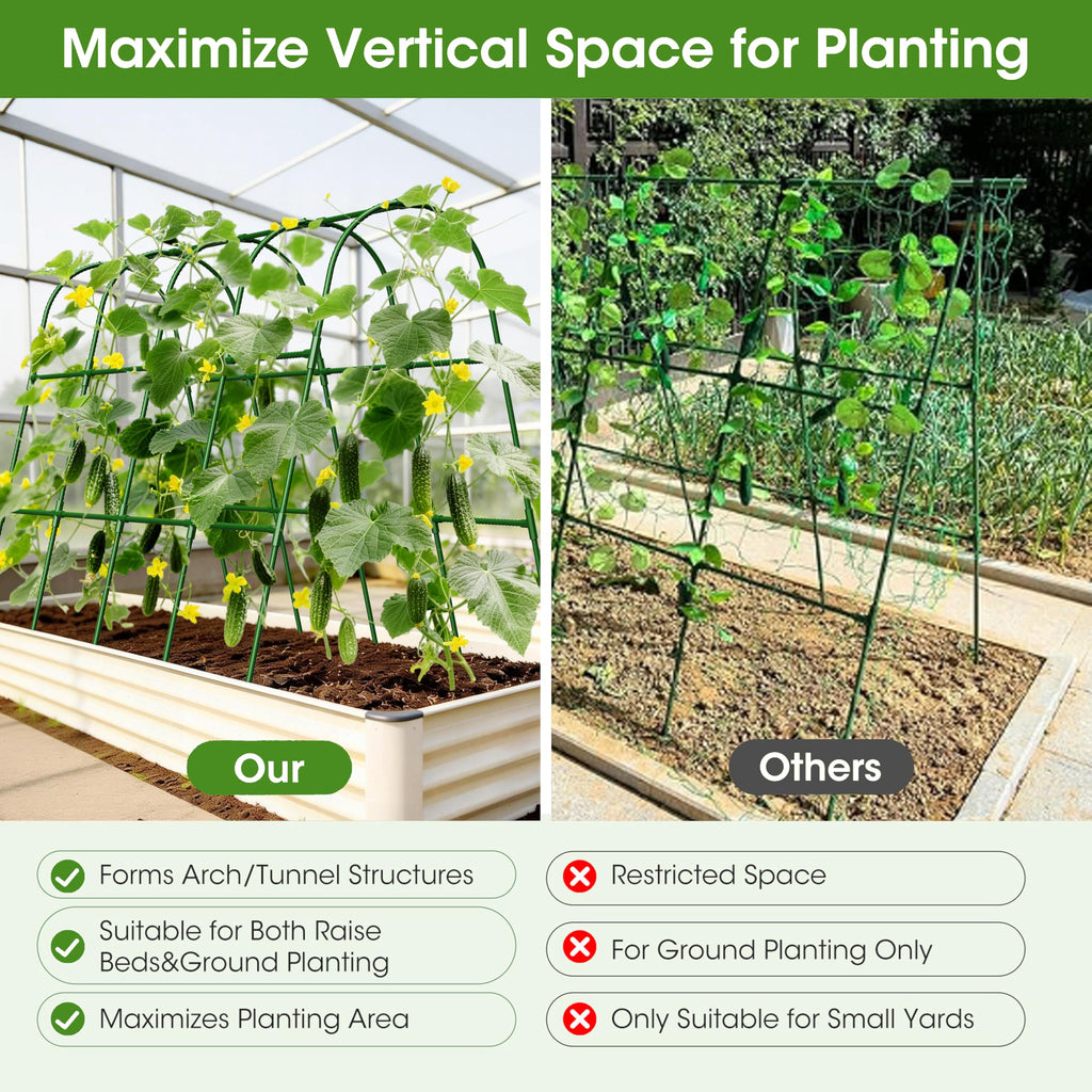 Cucumber Trellis for Raised Bed,U-Shape Garden Trellis for Climbing Plants Outdoor, Metal Arch Vegetables Trellis, Plant Support for Vine (Green, 31.5" Lx21.6 Wx47.2 H-Small)