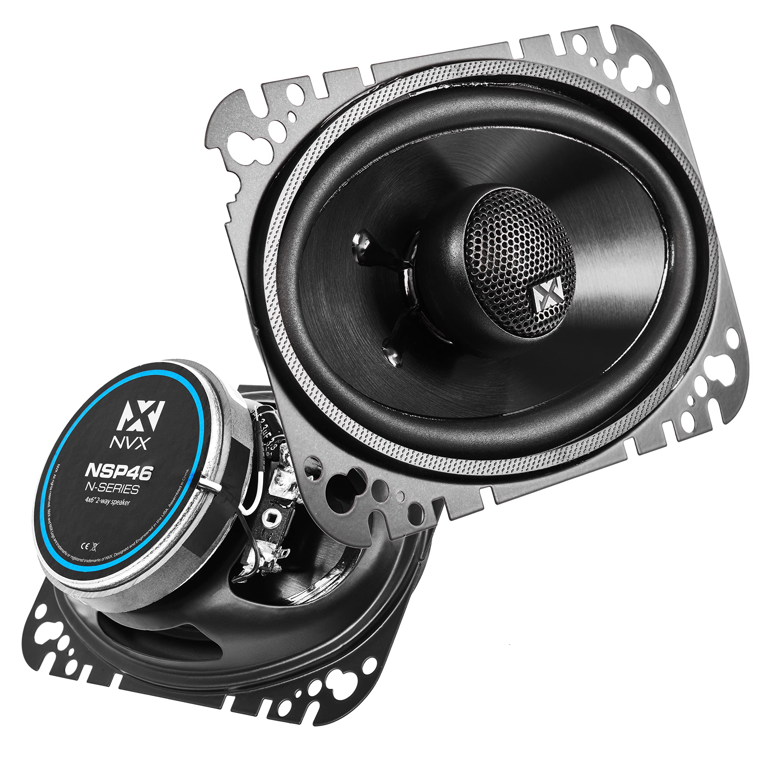 NVX NSP35 3.5" Car Speakers, 200W Max, 70W RMS, 2-Way Coaxial w/Silk Dome Tweeters & Built-in X-Overs, Easy to Install in Cars/Trucks/Doors (Pair)