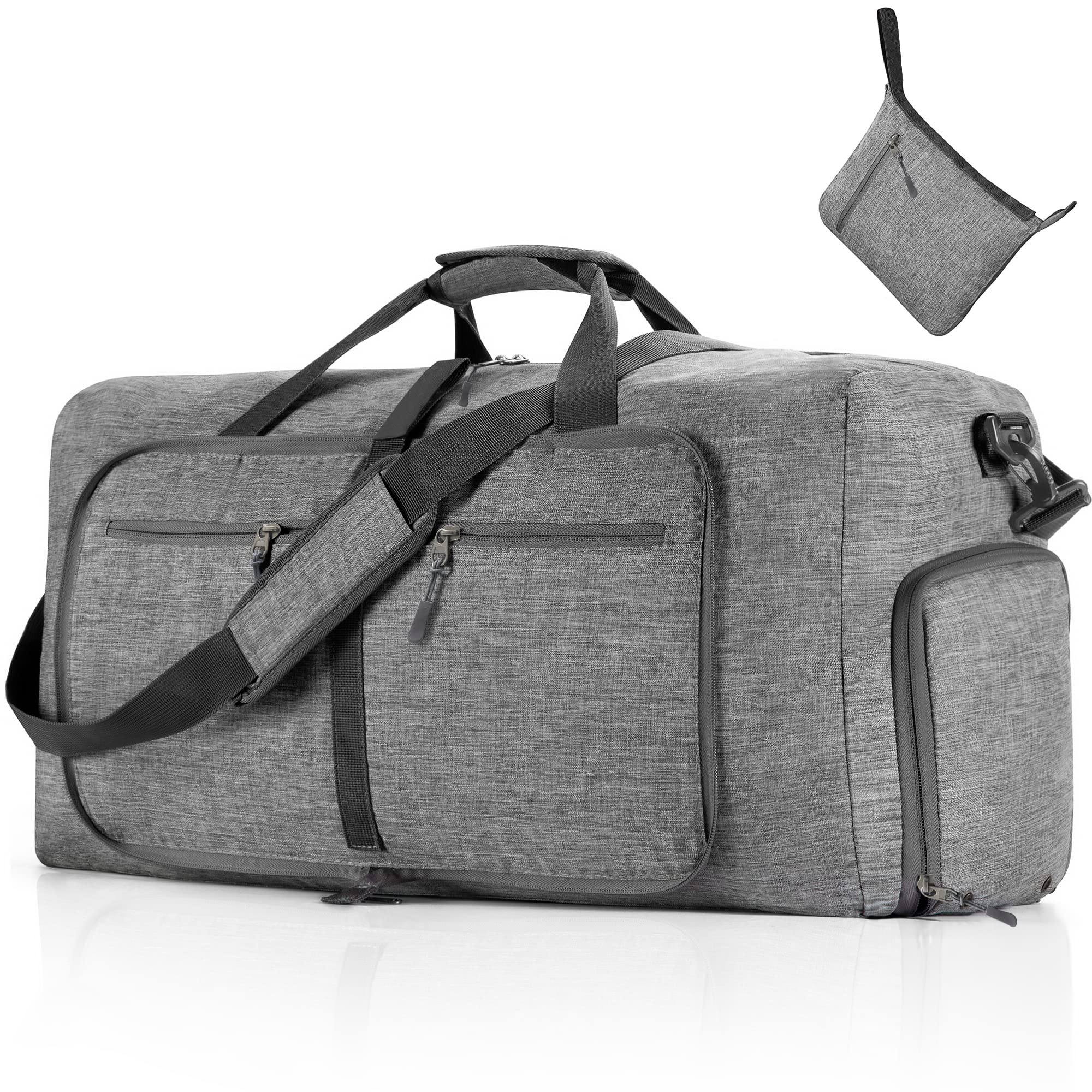 Vomgomfom 65L/85L/115L Foldable Travel Duffle Bag, Lightweight Checked Luggage with Shoe Compartment, Water-Resistant Weekender Overnight Bag for Men & Women