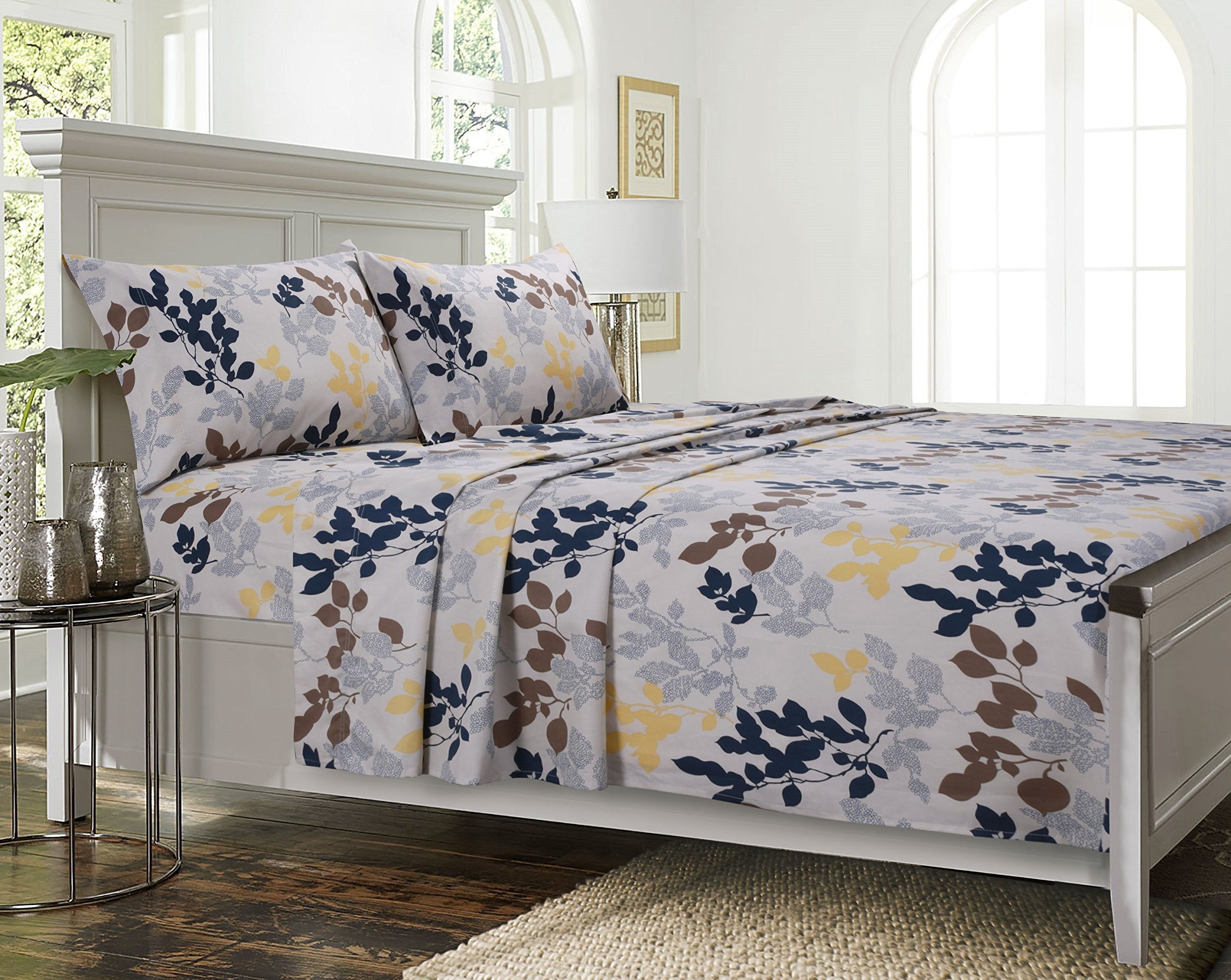 Tribeca Living 1000 Thread Count Egyptian Cotton Sheets King Size - Silky Smooth Sateen Weave for Luxurious Sleep - 22 Inch Deep Pocket 4-Piece Set in Classic Blue