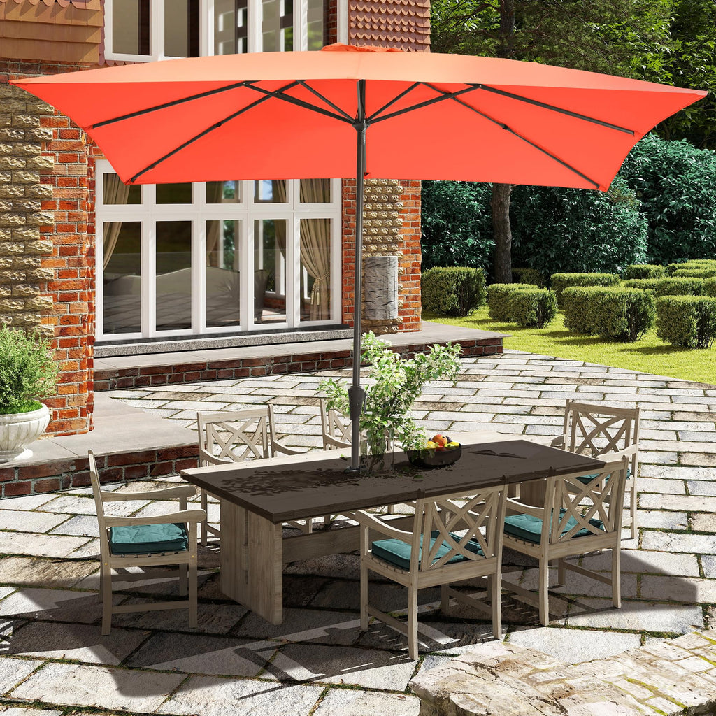 Ayge 6.5x10FT Rectangular Patio Umbrella Outdoor Table Umbrella w/Push Button Tilt & Crank Rectangle Market Umbrella UV Protection for Garden,Deck,Lawn,Yard & Pool,Beige