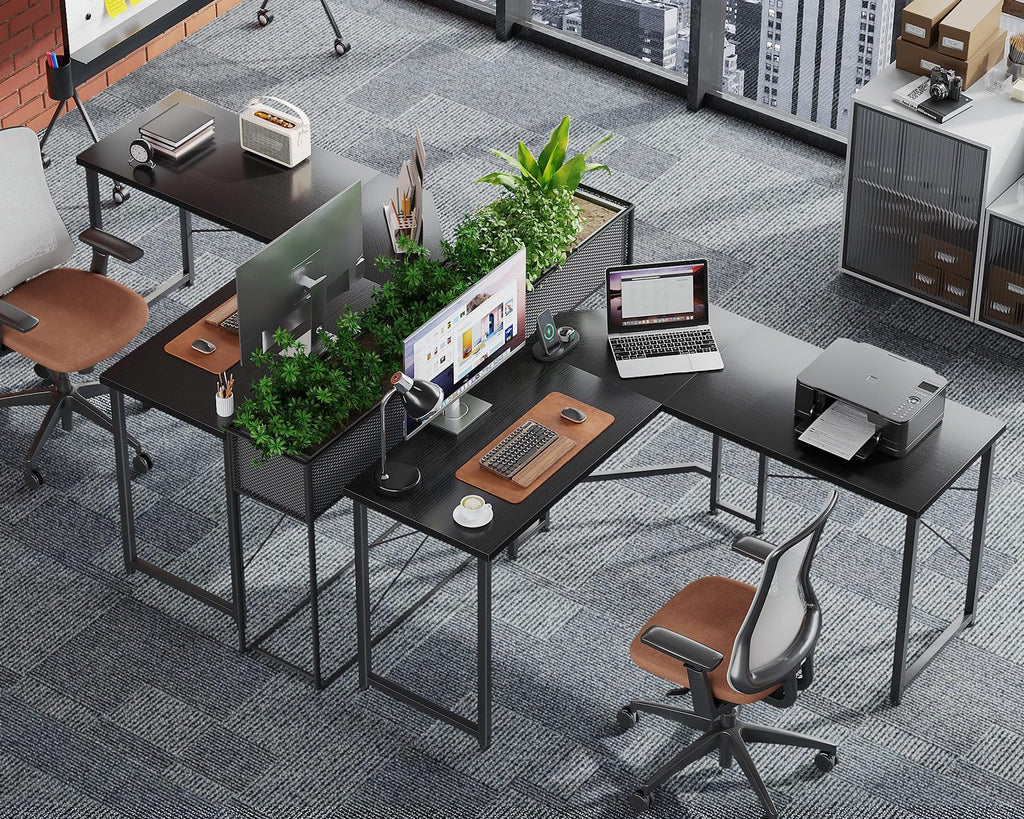 Casaottima 47 inch L Shaped Gaming Desk, Corner Desk Gaming Table for Home Office, Computer Desk Sturdy Writing Workstation for Small Space, Easy to Assemble, Black