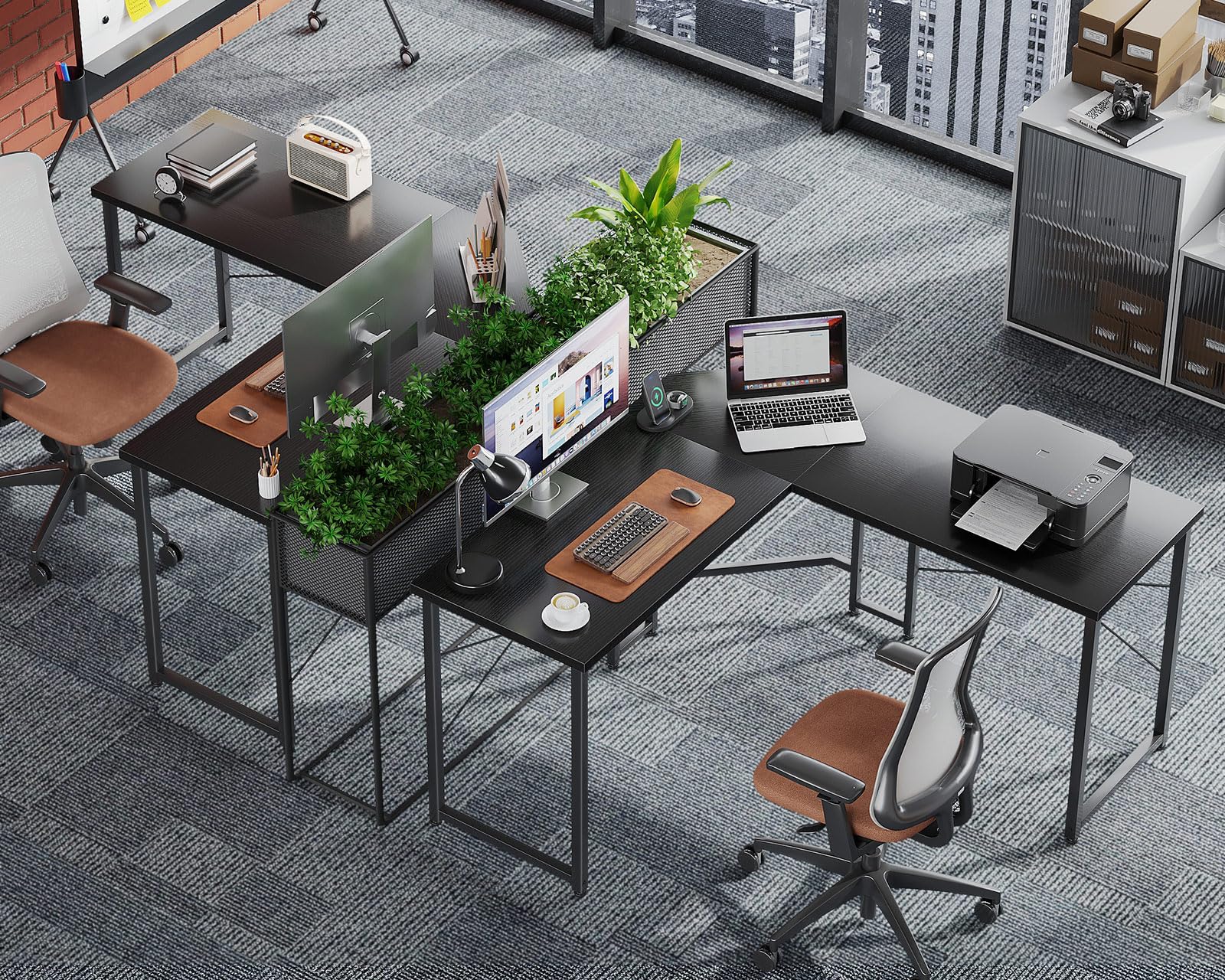 Casaottima 47 inch L Shaped Gaming Desk, Corner Desk Gaming Table for Home Office, Computer Desk Sturdy Writing Workstation for Small Space, Easy to Assemble, Black