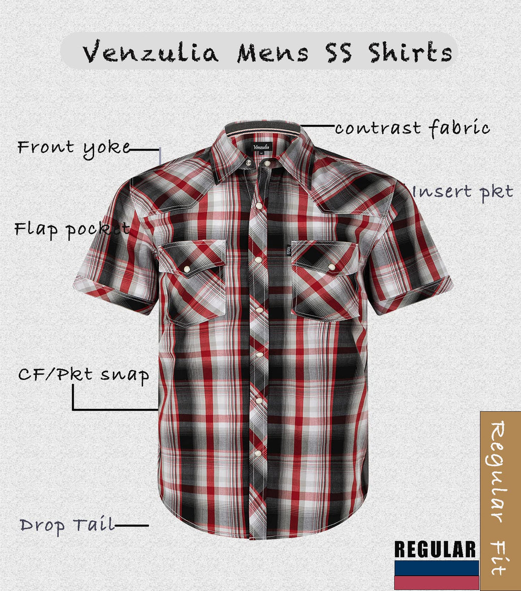 Men's Western Snap Casual Shirt Two Pocket Short Sleeve Shirt