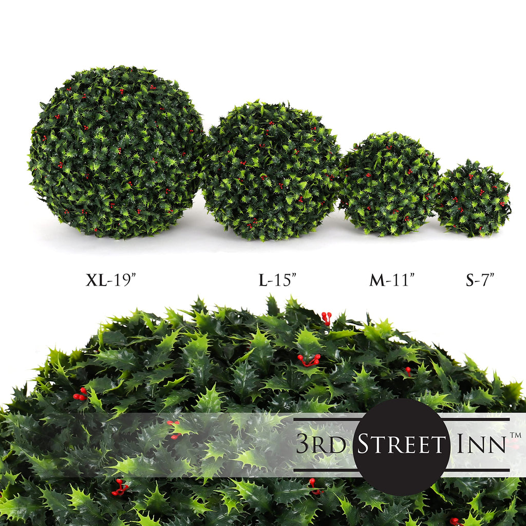 3rd Street Inn XL Baby's Breath Topiary Ball - Artificial Plant Set - Indoor/Outdoor Wedding Party Decor - Faux Foliage Garden Sphere - Tree and Bush Substitute (19")