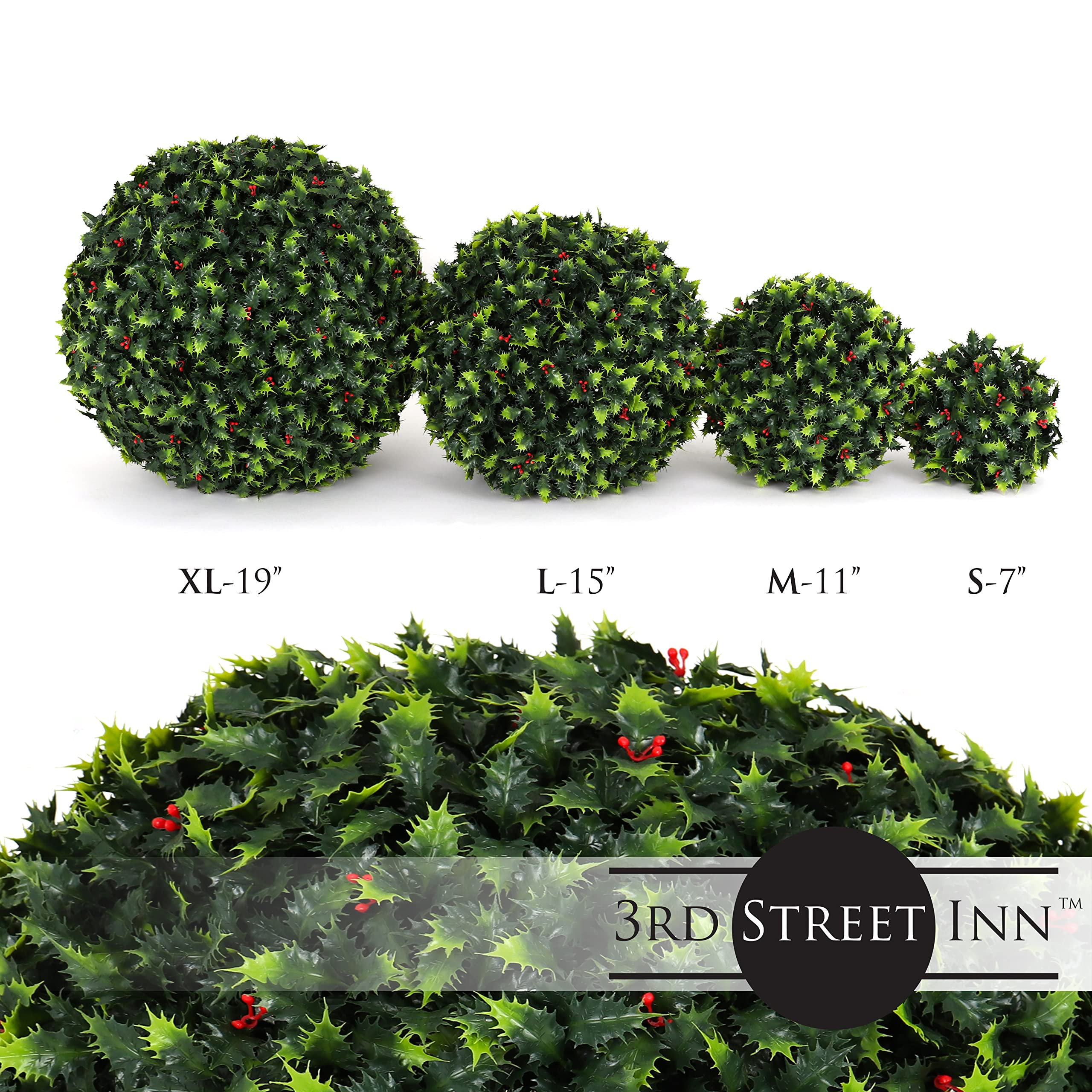 3rd Street Inn XL Baby's Breath Topiary Ball - Artificial Plant Set - Indoor/Outdoor Wedding Party Decor - Faux Foliage Garden Sphere - Tree and Bush Substitute (19")