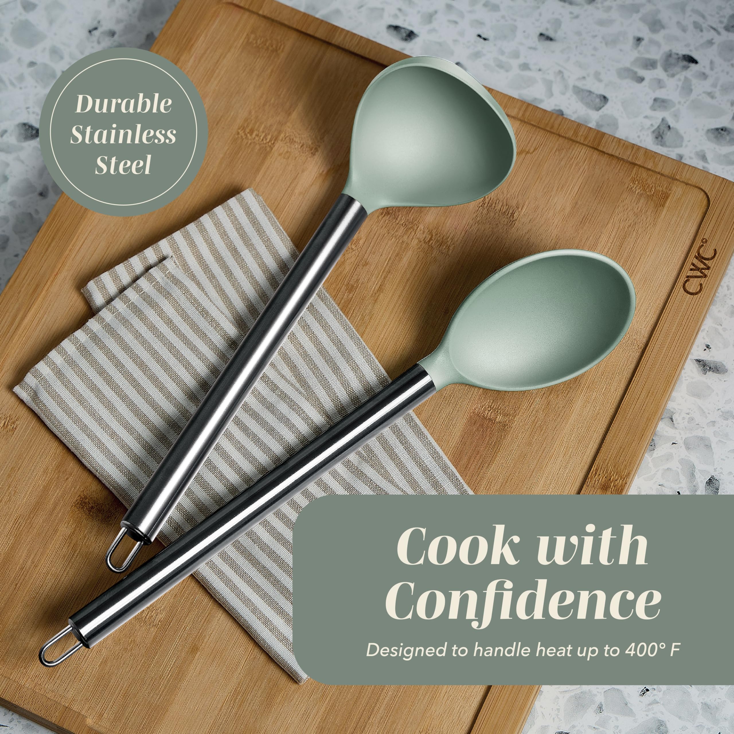 COOK WITH COLOR Silicone Cooking Utensils, Kitchen Utensil Set, Easy to Clean Silicone Kitchen Utensils, Cooking Utensils for Nonstick Cookware, Kitchen Gadgets Set with Holder, 10 Pieces