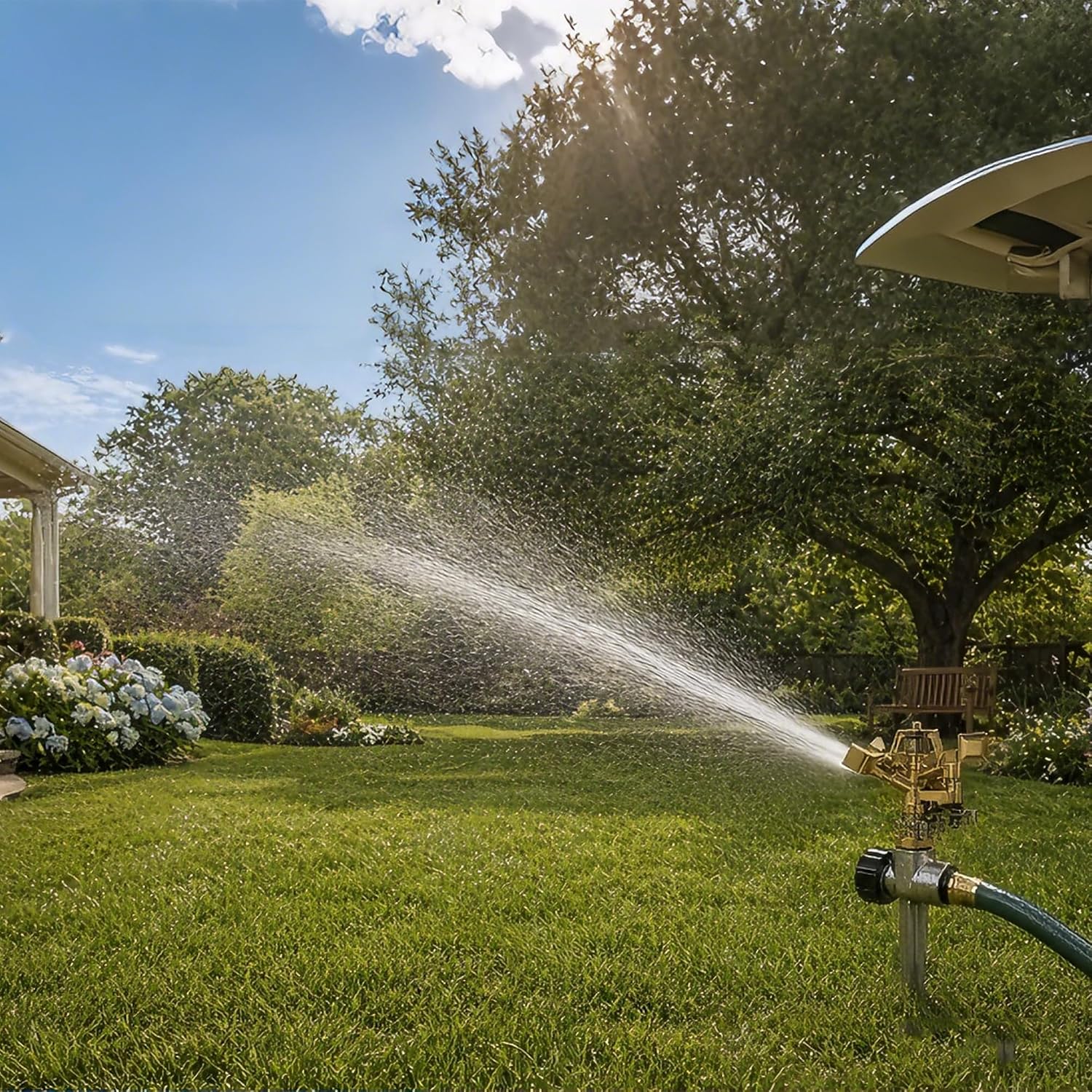 Hourleey 2 Pack Impact Lawn Sprinklers for Yard, Heavy Duty Water Sprinkler Head with Aluminum Alloy Spike Base, Adjustable Pulsating Sprinkler for Large Area Lawn Patio Garden