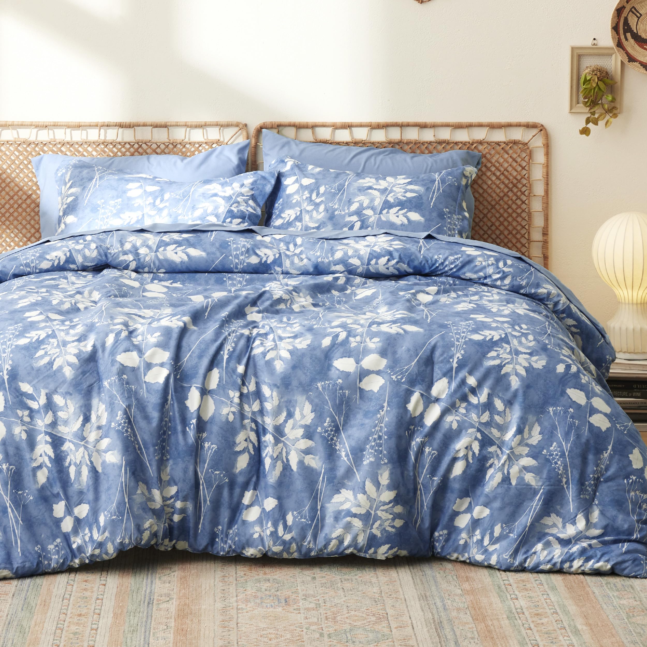 Bedsure Twin Comforter Set - 5 Pieces Floral Sage Green Soft Bedding Sets, Twin Bed in a Bag with Botanical Flowers Comforter, Sheets, Pillowcase & Sham