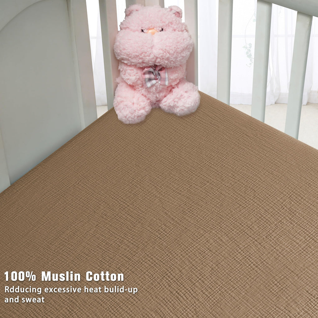 GUNTAIL Baby Crib Sheets for Boys Girls, 2 Pack Fitted Crib Sheet for Standard Crib and Toddler Mattress, Soft Microfiber Baby Sheet 52x28x8in (Brown & Green)