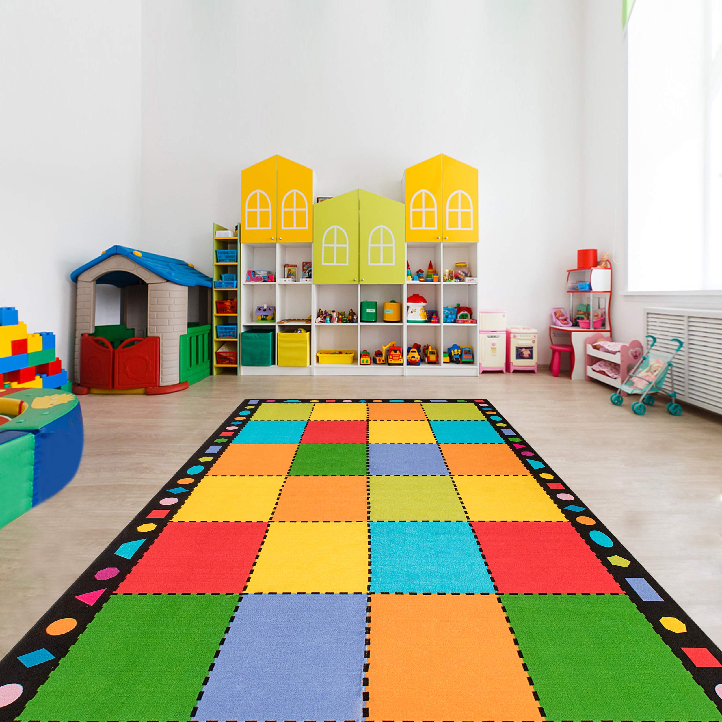 Booooom Jackson Classroom Rug Large Colorful Classroom Carpet with Non-Slip Backing, 9 x 12 ft Children's Classroom Seating Rug Elementary