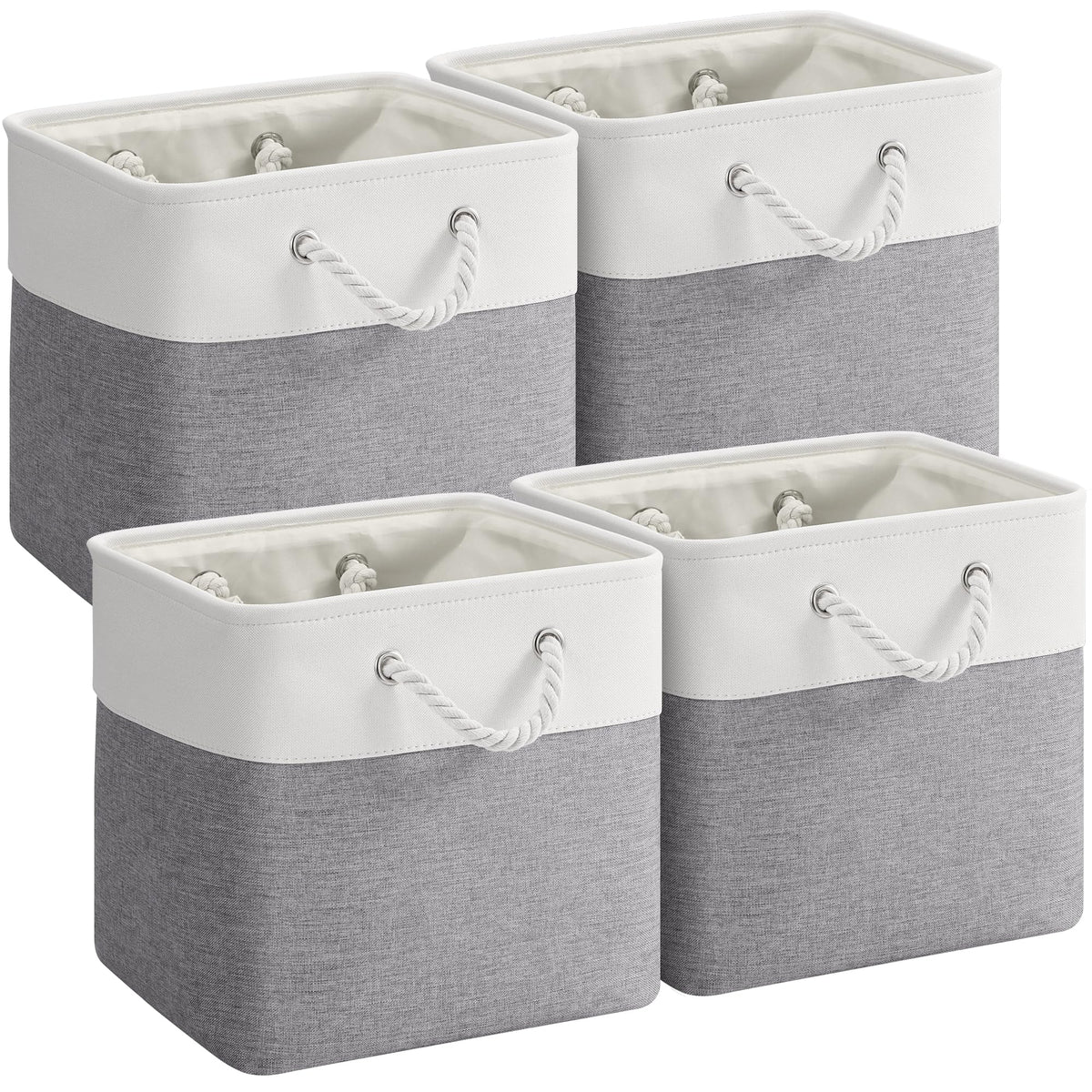 Storage Baskets for Shelves 11.8x7.9x5.2 Inch, Foldable Fabric Storage Bins with Handles, Small Storage Baskets for Organizing Closet, Office, Home Organization (1-Pack, Gray)