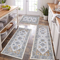 HEBE Boho Kitchen Rug Sets 3 Piece with Runner Non Slip Kitchen Rugs and Mats Washable Kitchen Mats for Floor Thick Kitchen Floor Mat Carpet Runner Rugs for Hallway Laundry Holiday Decor