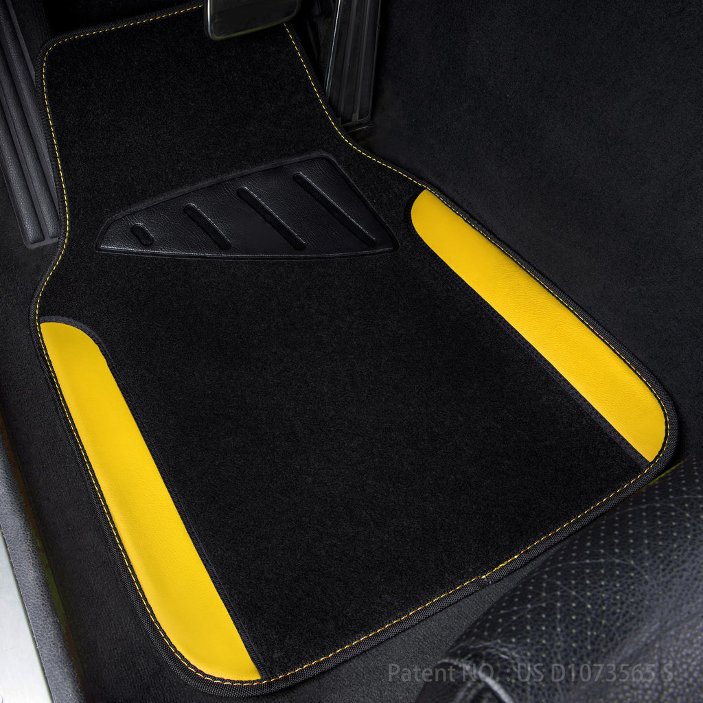 CAR PASS Beige Leather & Waterproof Car Carpet Floor Mats, Universal Car Mats Fit for SUV,Vans,sedans, Trucks,Set of 4pcs Car Carpet with Anti-Slip nibbs Driver Heel Pad (All Beige)