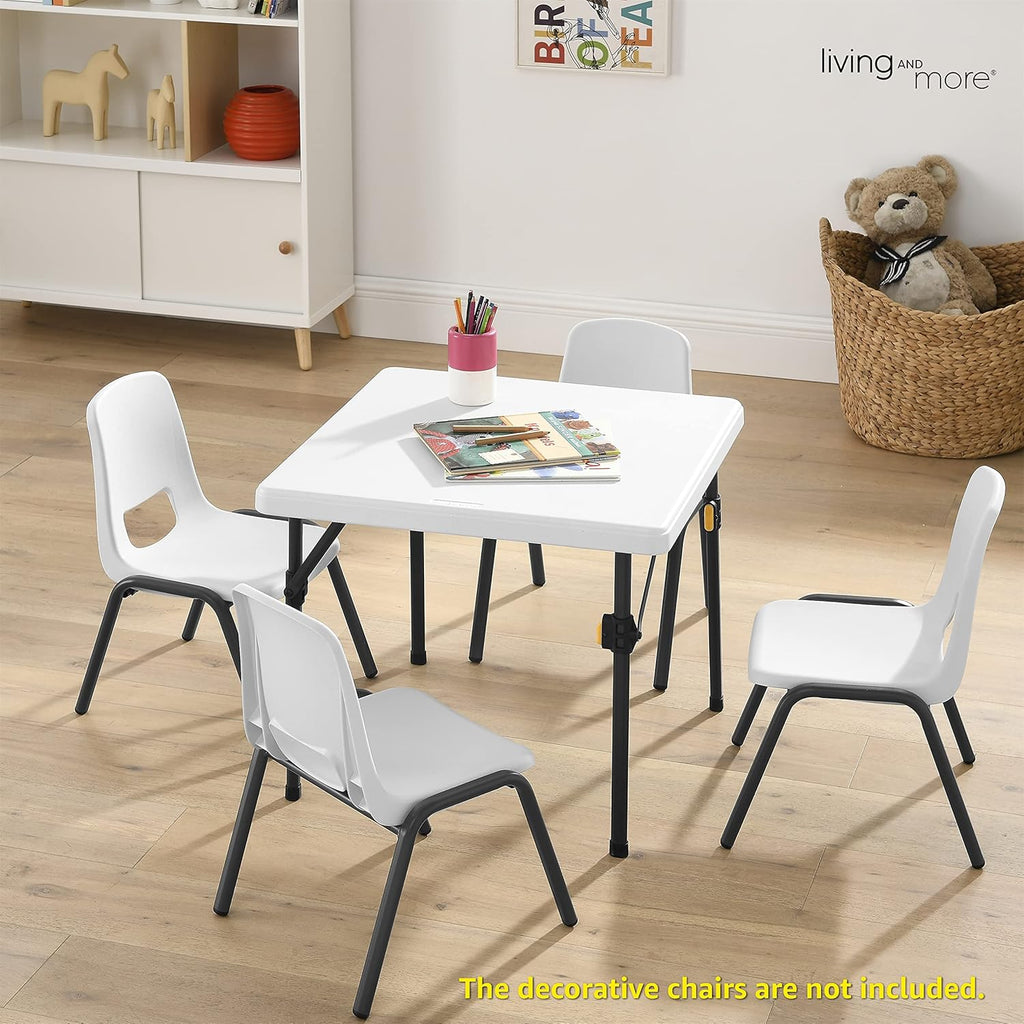 Living & More 24inch Kids Square Folding Table, Light Weight, No Assembly, Toddler