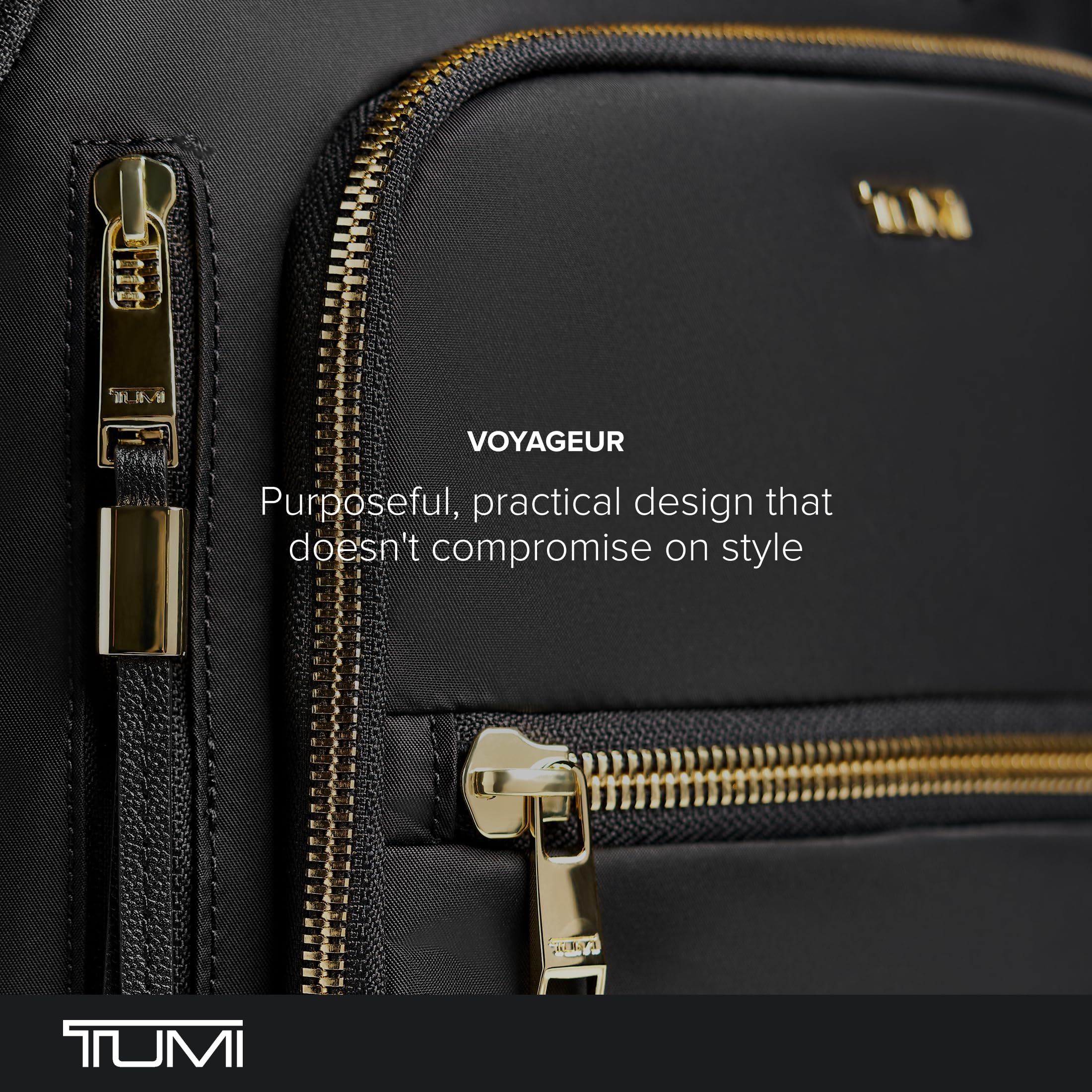 TUMI - Voyageur Celina Backpack - Women's Work and Travel Bag - 16.0" X 10.6" X 6.5" - Holds Up to 16" Laptop - Black & Gold Hardware