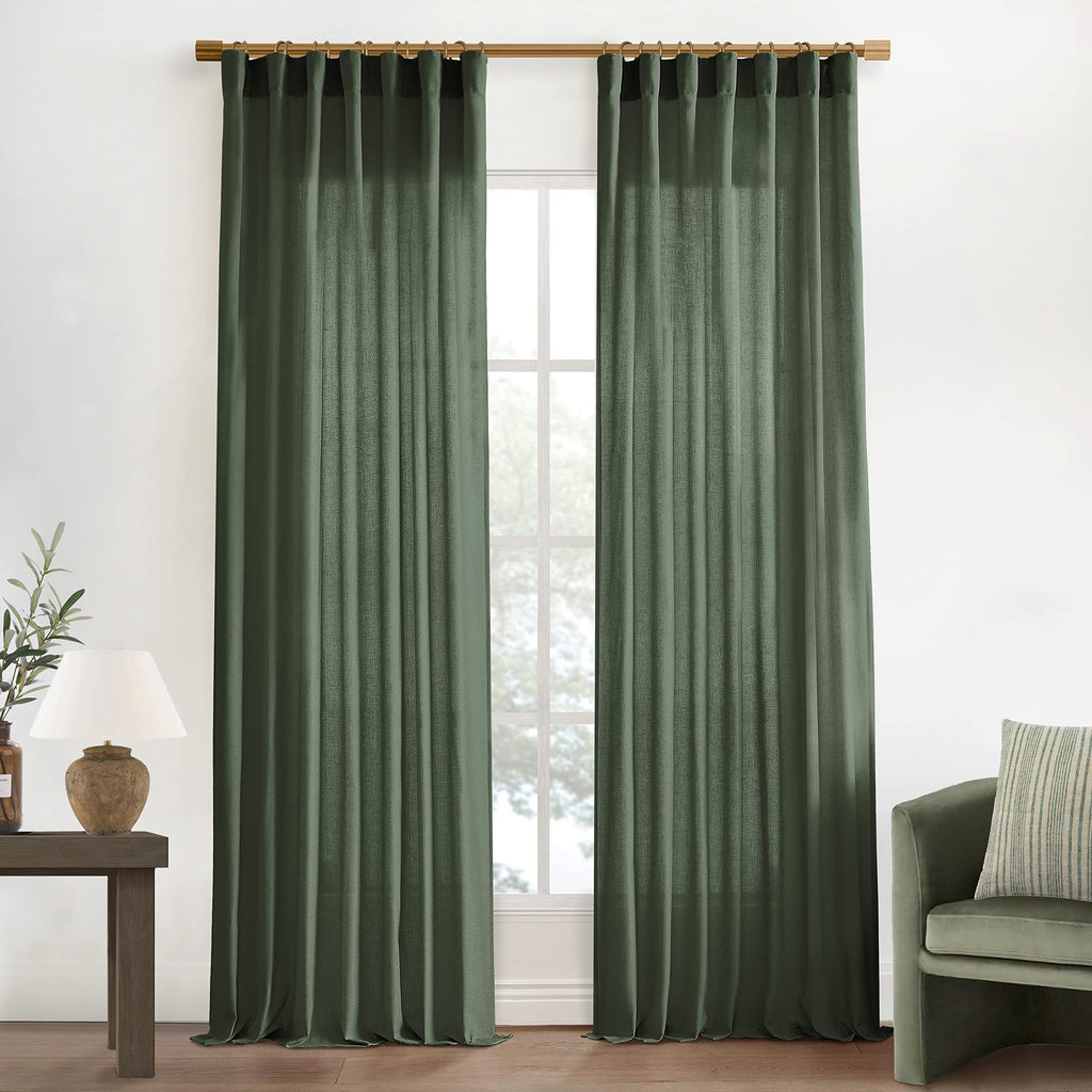 XTMYI 54 Inch Length Sheer Curtains 2 Panels Set for Bathroom,Linen Cotton Semi Privacy Boho Short Curtains for Kitchen Window Bedroom Living Room,40x54 in Long,Cream Ivory Off White