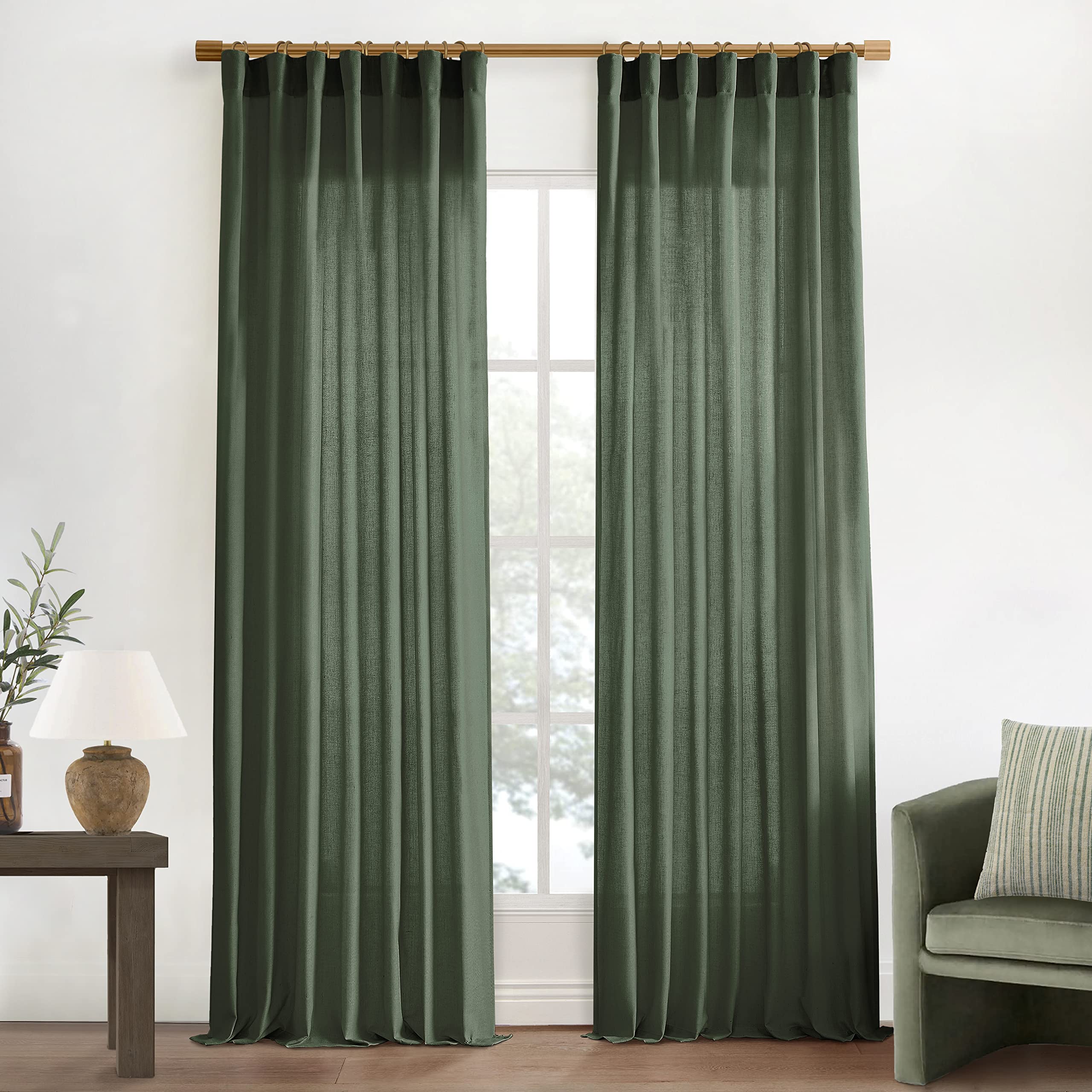 XTMYI 54 Inch Length Sheer Curtains 2 Panels Set for Bathroom,Linen Cotton Semi Privacy Boho Short Curtains for Kitchen Window Bedroom Living Room,40x54 in Long,Cream Ivory Off White