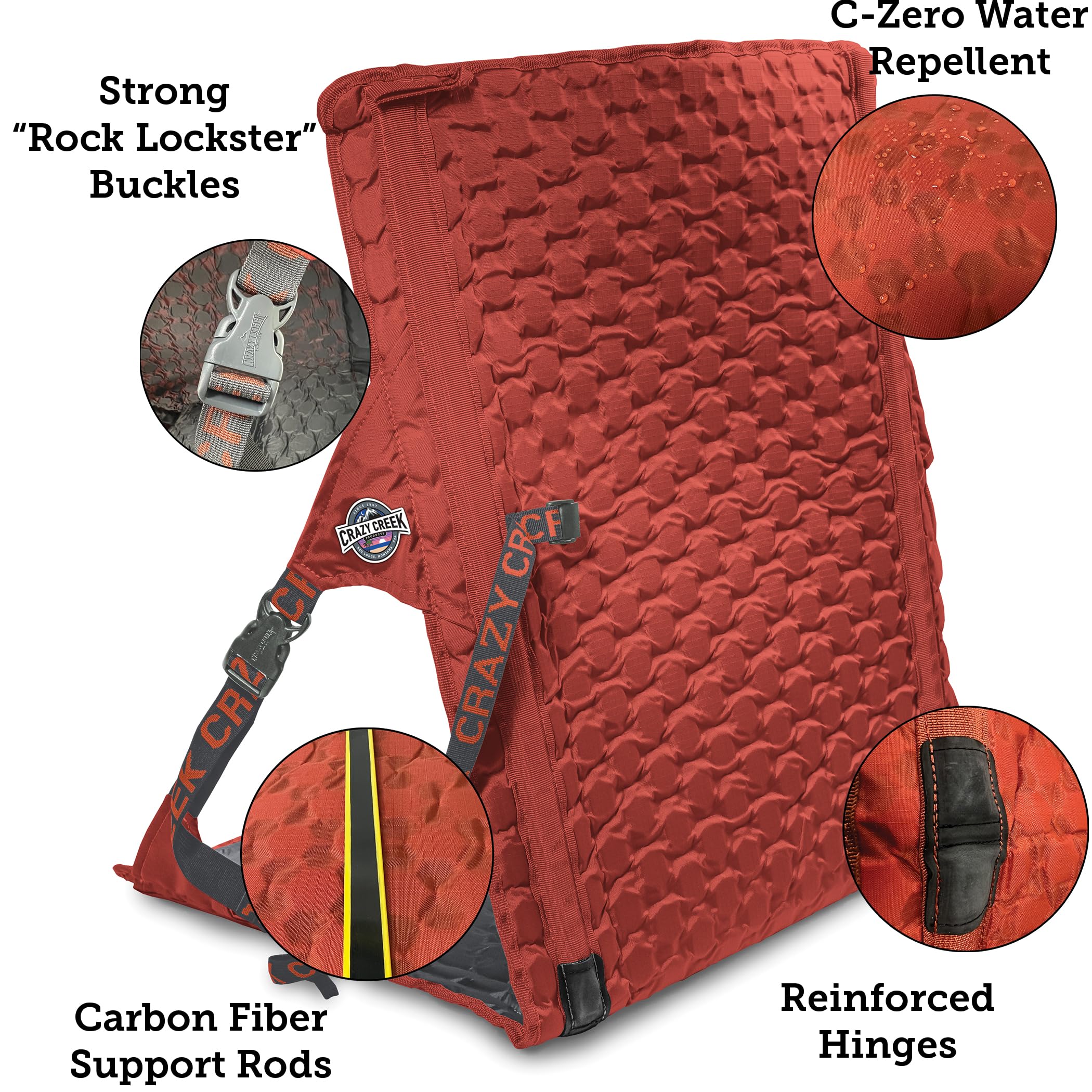 Crazy Creek HEX 2.0 PowerLounger for Day Hiking & Backpacking Trips, 250 LBS Weight Capacity, Adjustable Straps, Compact Design, Water-Resistant, Aleutian Blue/Slate