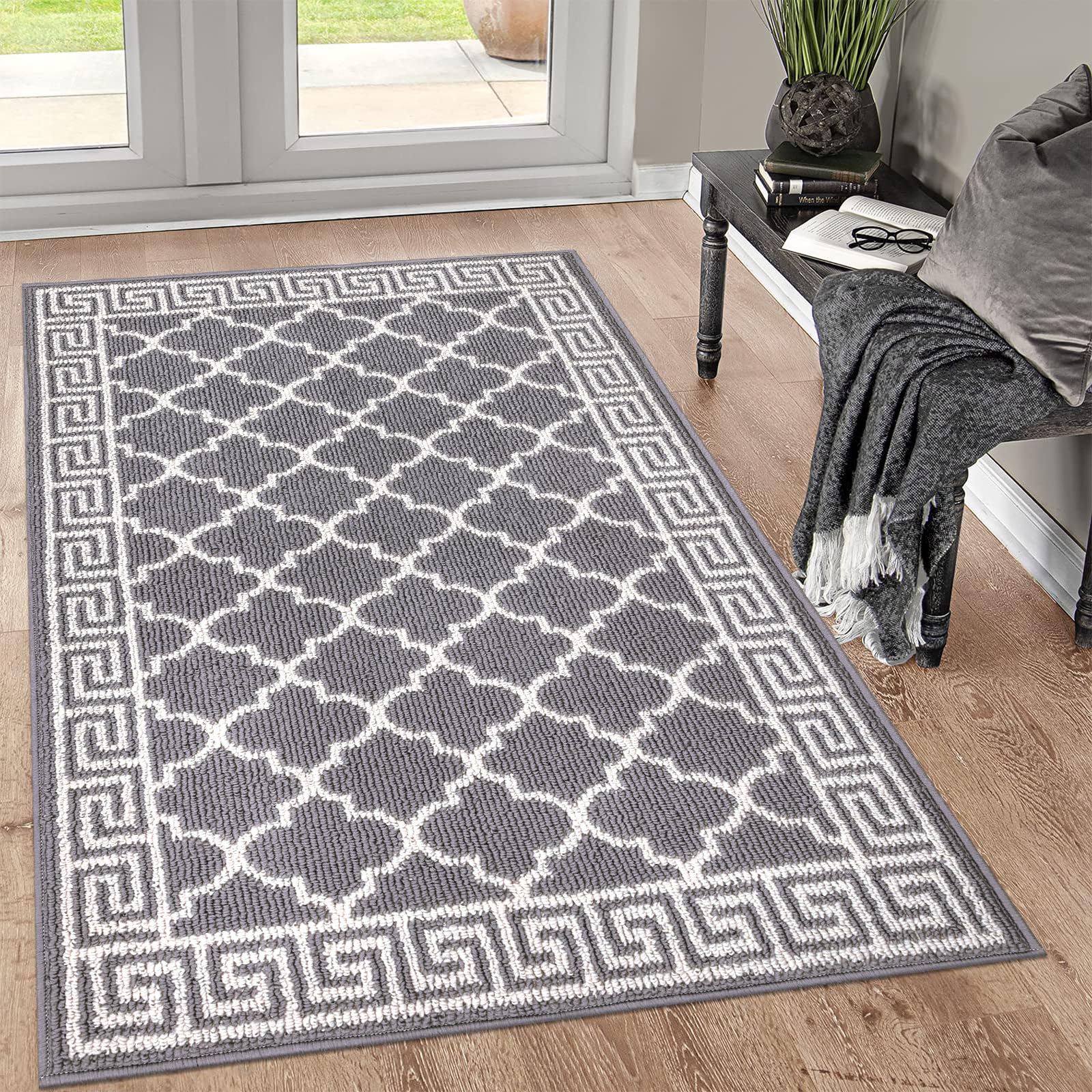 Pauwer Door Mat Indoor Entrance 20"x60" Absorbent Dirt Trapper Welcome Mats for Front Door Washable Entryway Rugs Ultra Thin Doormat Non Slip Runner Rugs for Hallway Kitchen Laundry Room, Beige