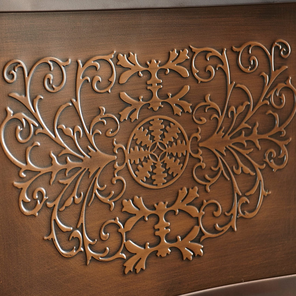 Powell Company Big & Tall Copper Stamped Back Arms by Powell Big and Tall Counter Stool, 24" Seat Height, brown