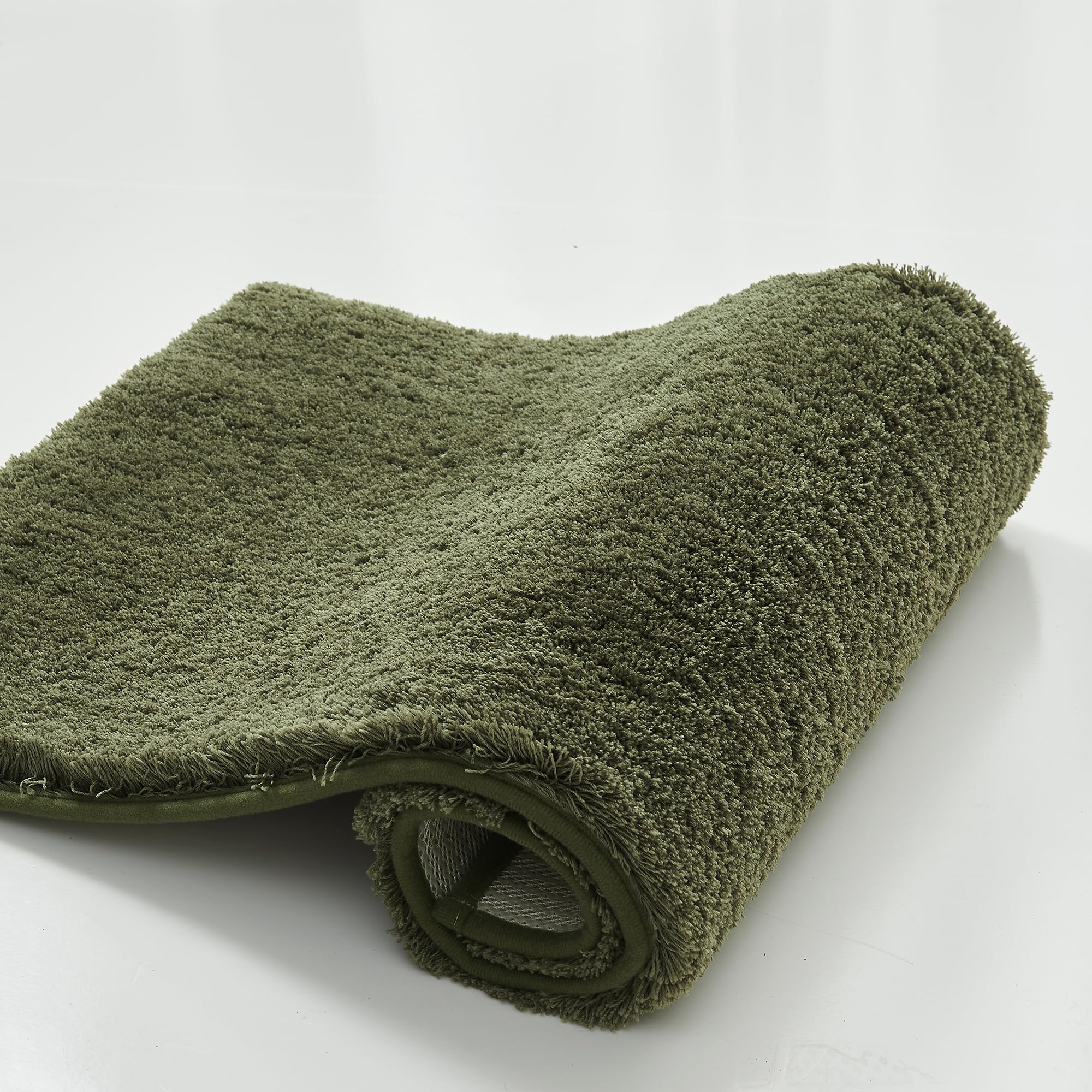 CozeCube Circle Fleece Bath mats for Bathroom, Fluffy Absorbent, Melange Quick Dry Microfiber Bath Rugs, Non Slip Washable Shower Mat Gifts, Brown, 24" X 16"