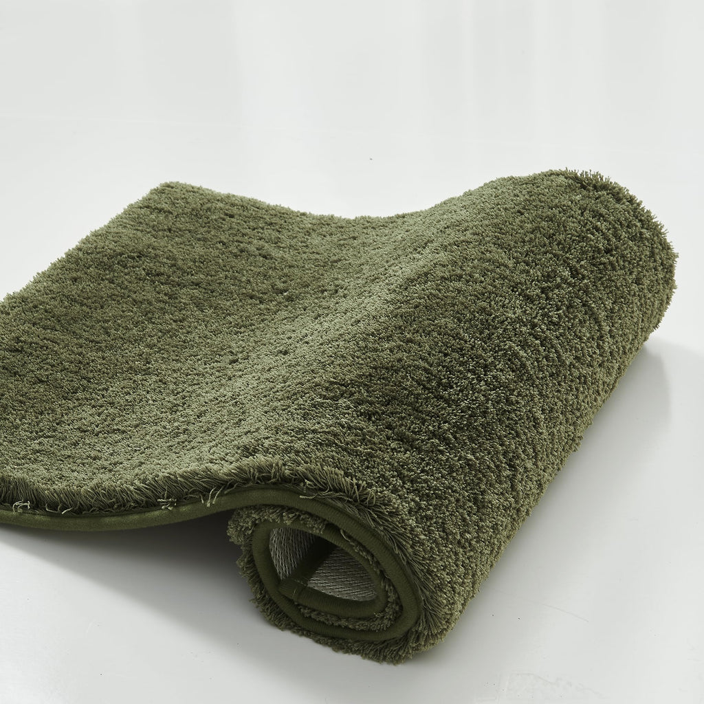 CozeCube Circle Fleece Bath mats for Bathroom, Fluffy Absorbent, Melange Quick Dry Microfiber Bath Rugs, Non Slip Washable Shower Mat Gifts, Brown, 24" X 16"