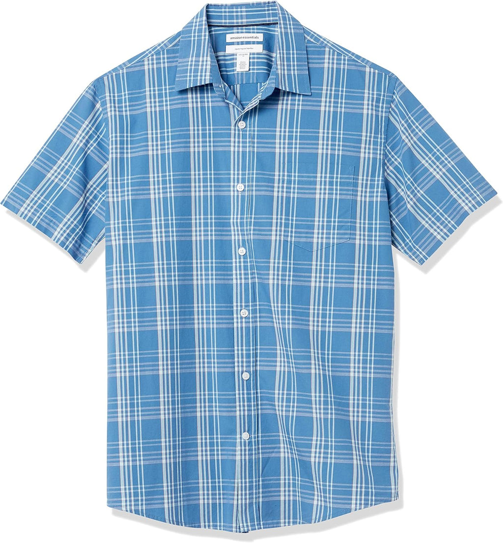 Amazon Essentials Men's Regular-Fit Short-Sleeve Poplin Shirt