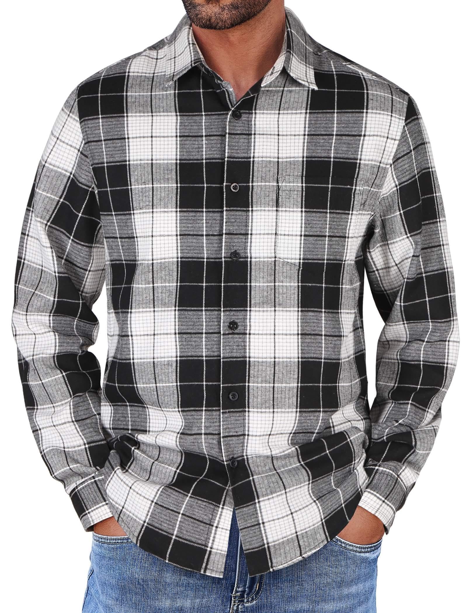 COOFANDY Mens Flannel Shirts Long Sleeve Button Down Shirt with Pocket Casual Shirts Work Shirts for Men