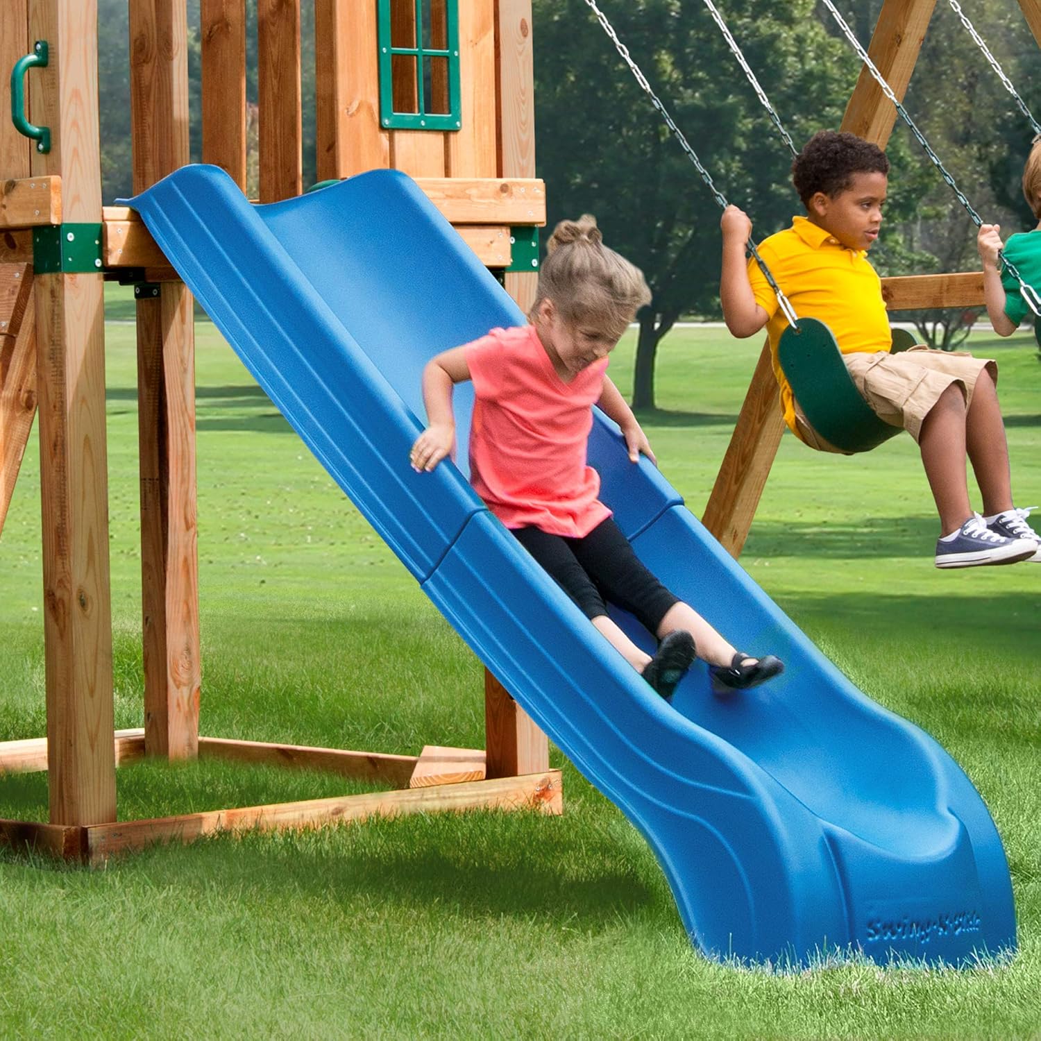 Swing'n'Slide NE 4701 Summit Slide 2Piece Plastic Scoop Slide for 4' Decks, Blue