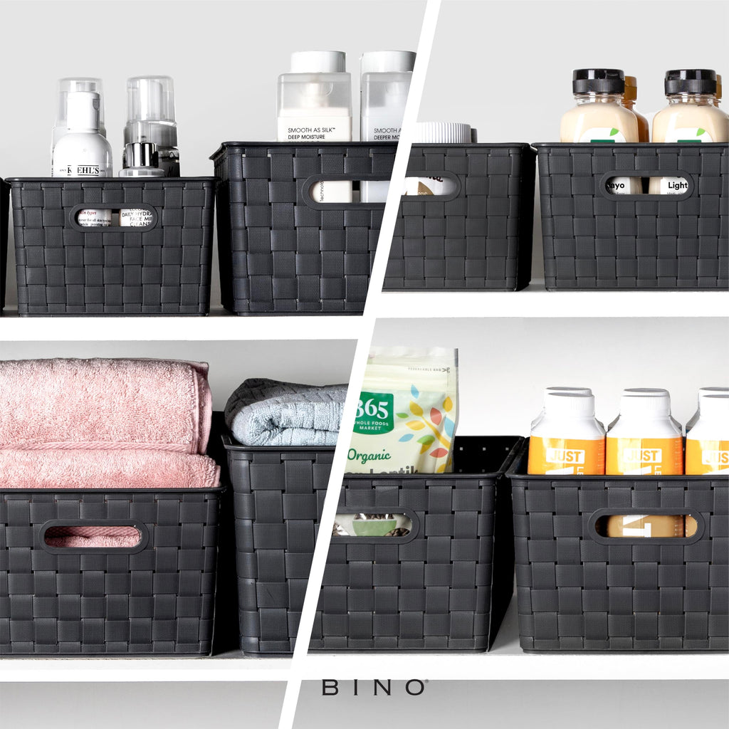 BINO Plastic Basket, Small White, 5 Pack - Rectangular Cabinet Organizer, Multi-Use Storage Basket, Drawer and Cabinet-Friendly, Portable, Durable, Space Efficiency, Stock Management