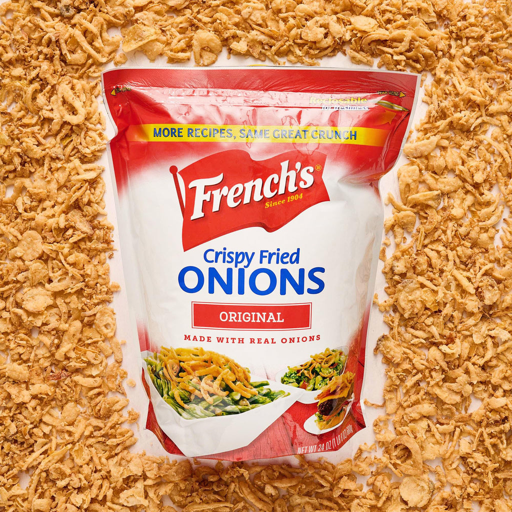 French's Original Crispy Fried Onions, 24 oz - One 24 Ounce Bag of Crunchy Fried Onions to Sprinkle on Salads, Potatoes, Chicken, Burgers and Green Bean Casseroles