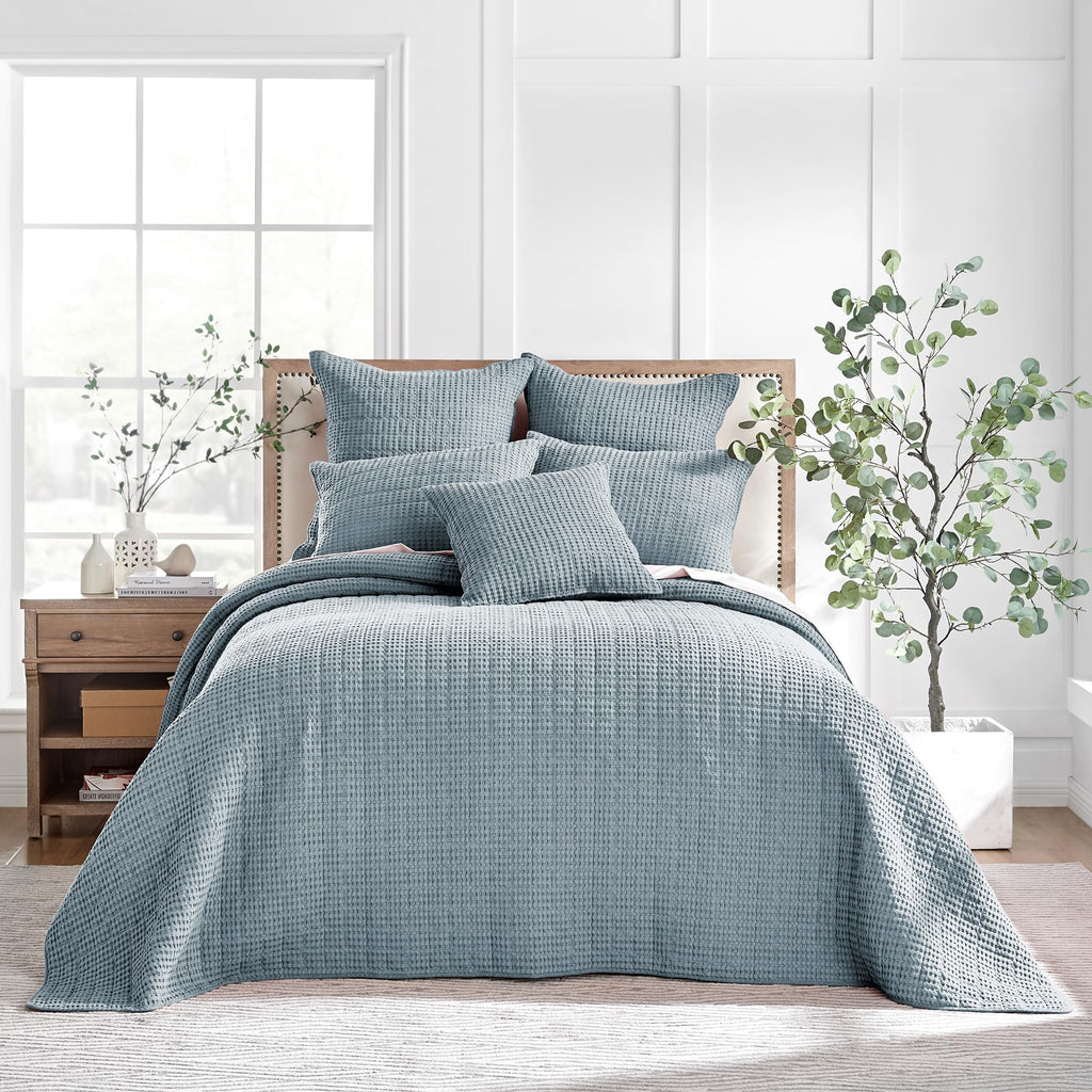 Levtex Home Mills Waffle Twin Bedspread Set (84x104in) with 1 Pillow Sham (26x20in) - Adobe - 100% Cotton Twin Size Bedspread Set - Lightweight, Soft, Pre-Washed