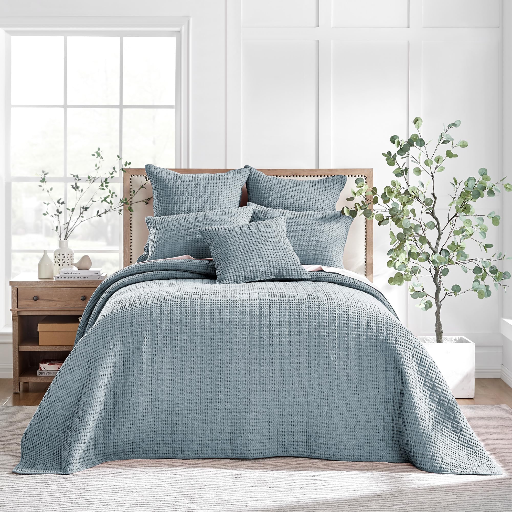 Levtex Home Mills Waffle Twin Bedspread Set (84x104in) with 1 Pillow Sham (26x20in) - Adobe - 100% Cotton Twin Size Bedspread Set - Lightweight, Soft, Pre-Washed