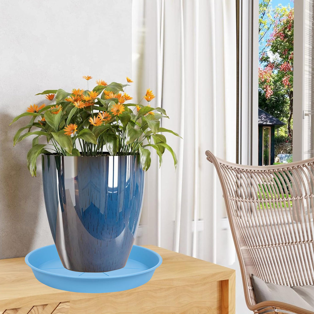 OVZILKI 6 Pack of Plant Saucer Tray 4 6 8 10 12 14 17 19 22 25 inch, Heavy Duty Plastic Pot Plant Drip Trays Saucers for Indoors Outdoor, Plant Water Tray for Planters 3-5" (4", Beige)