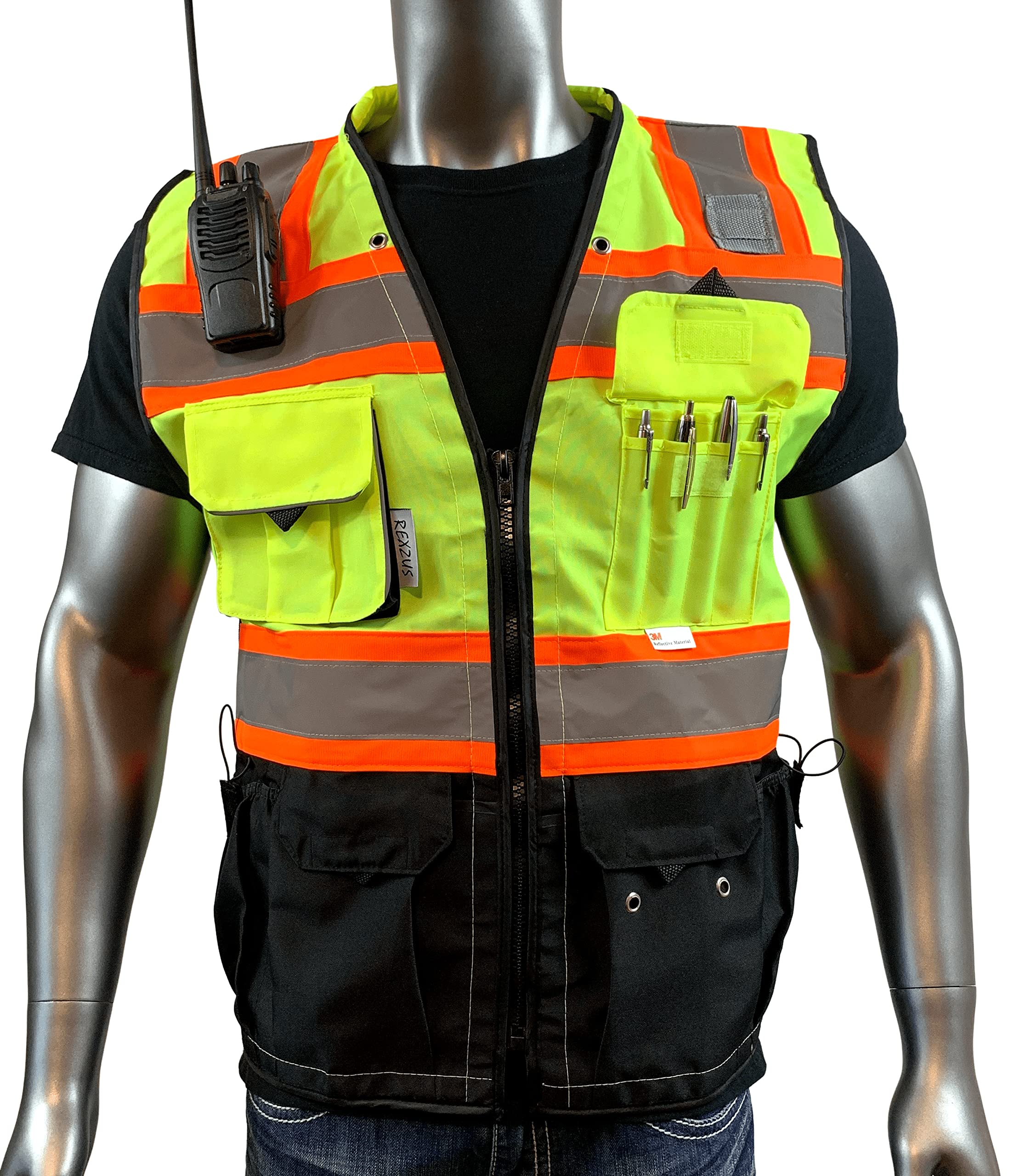 Men's Black Series Safety Vest with Zipper and Utility Pockets (Medium, Black)