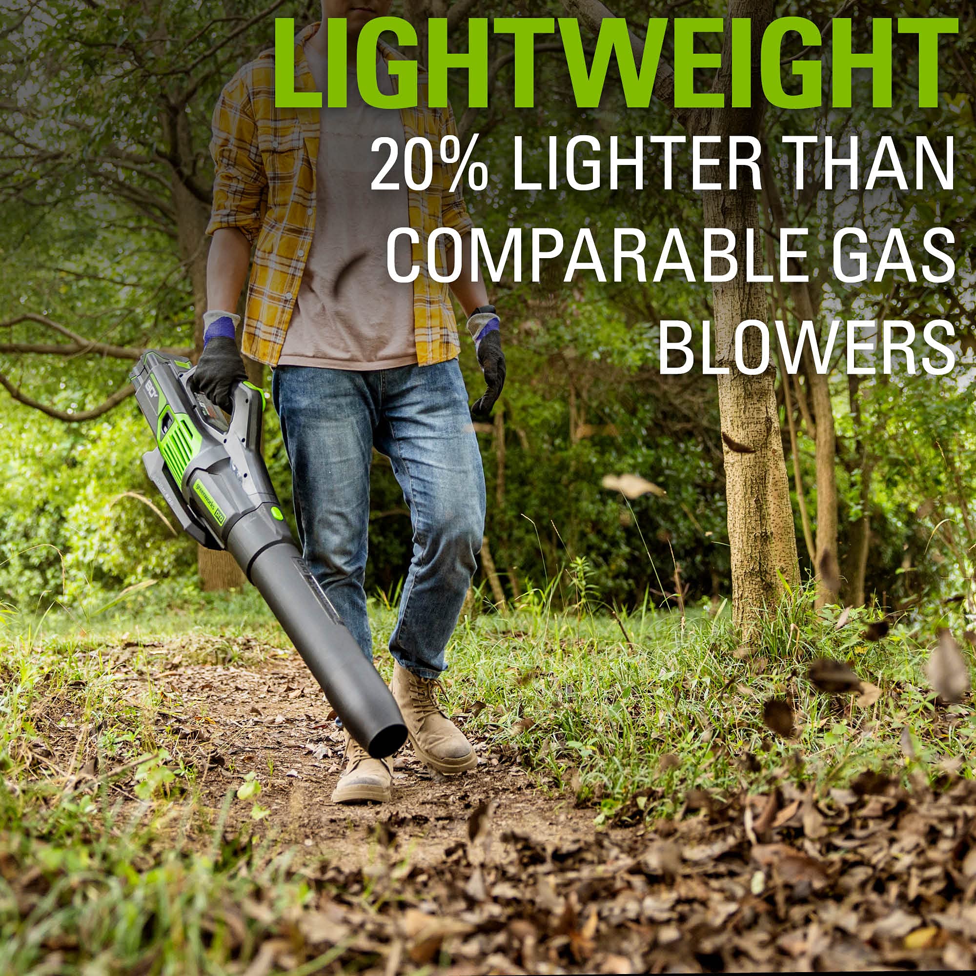Greenworks 80V (150 MPH / 500 CFM / 75+ Compatible Tools) Cordless Axial Leaf Blower, 2.0Ah Battery and Charger Included